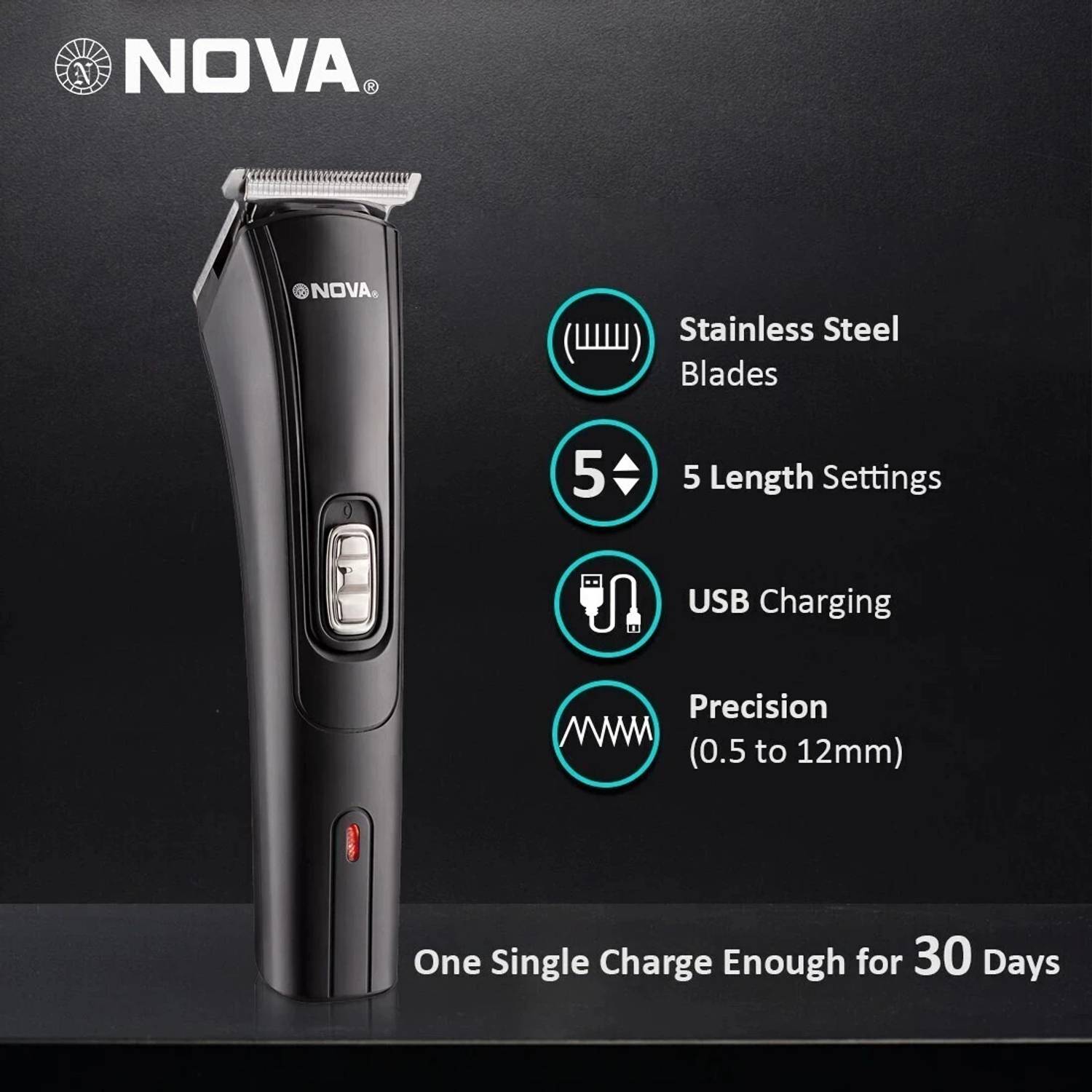 Nova NHT 1039 USB Trimmer for Men - Image 2