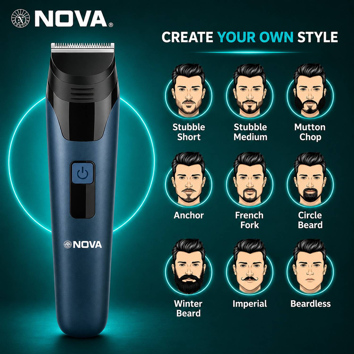 NOVA NG 1142 Hair Trimmer 150 min Blue - Image 4