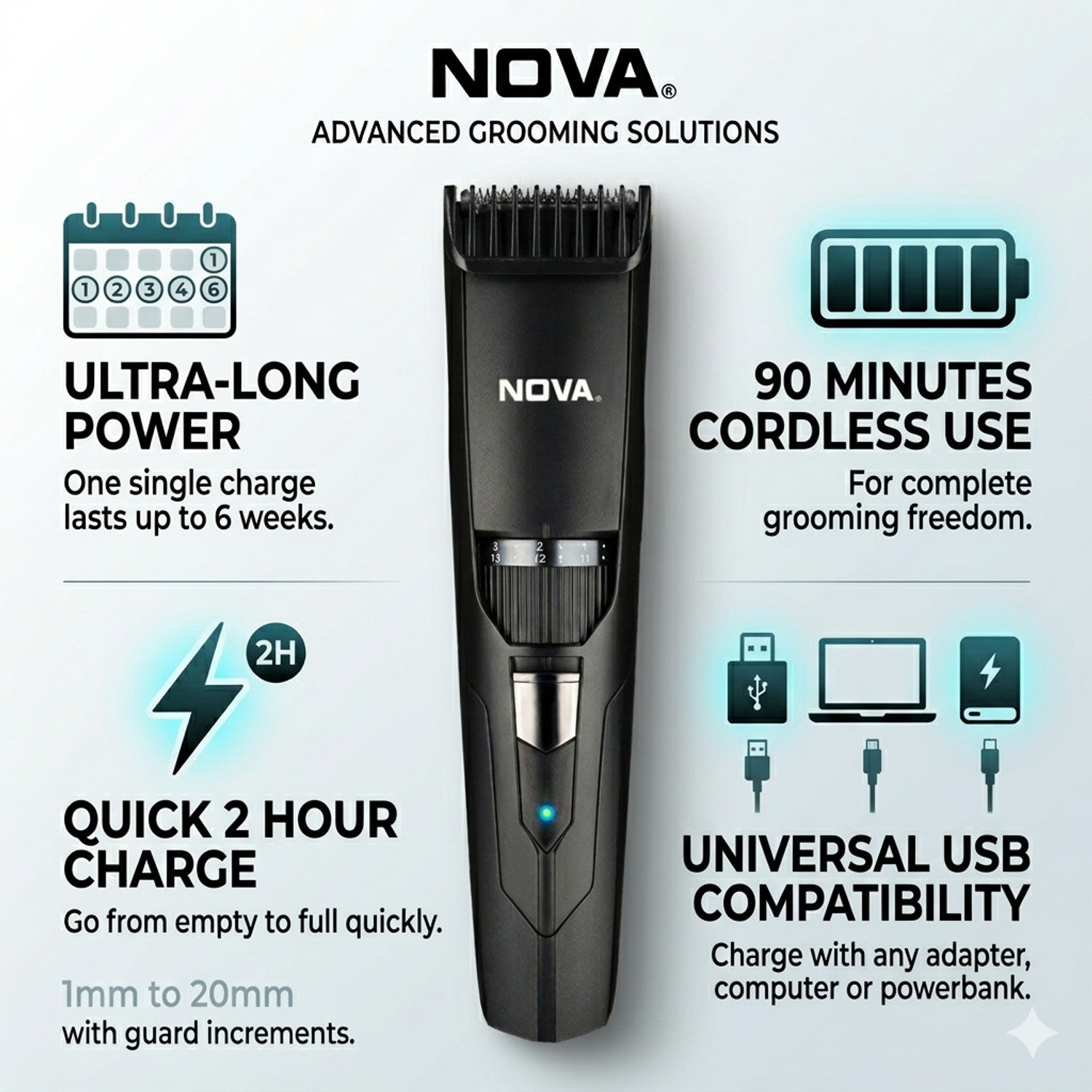 Image of NOVA NHT 1052 Trimmer 90 min Runtime 40 Length Settings
