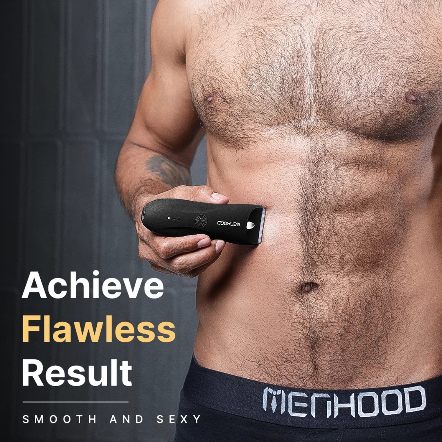 Image of MENHOOD Balls & Body Grooming Trimmer 1.0 Pro for Men IPX7, Waterproof Wireless Charging Fully Waterproof Trimmer 150 min Runtime 4 Length Settings