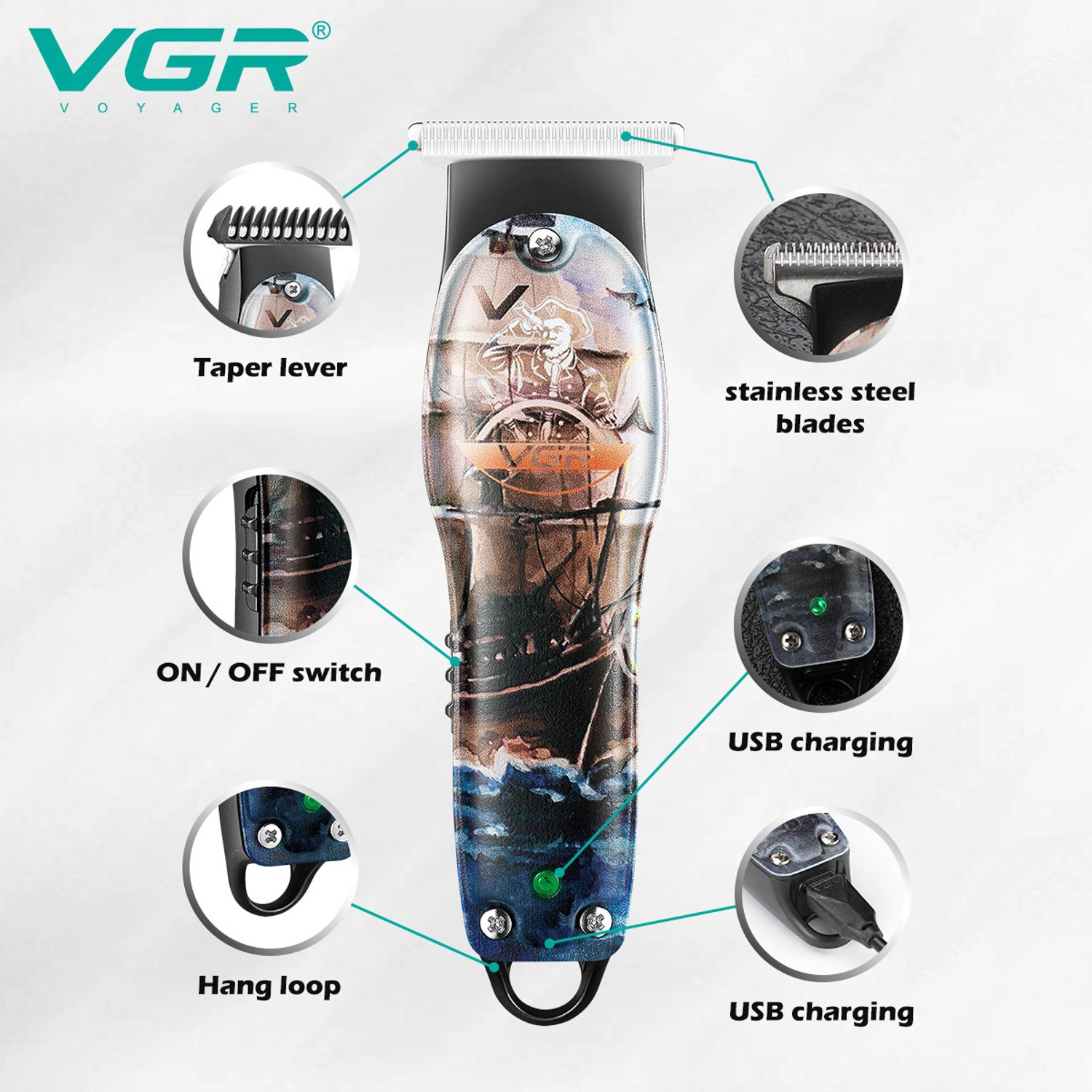 Image of VGR V-953 PRO Trimmer 120 min Runtime 3 Length Settings