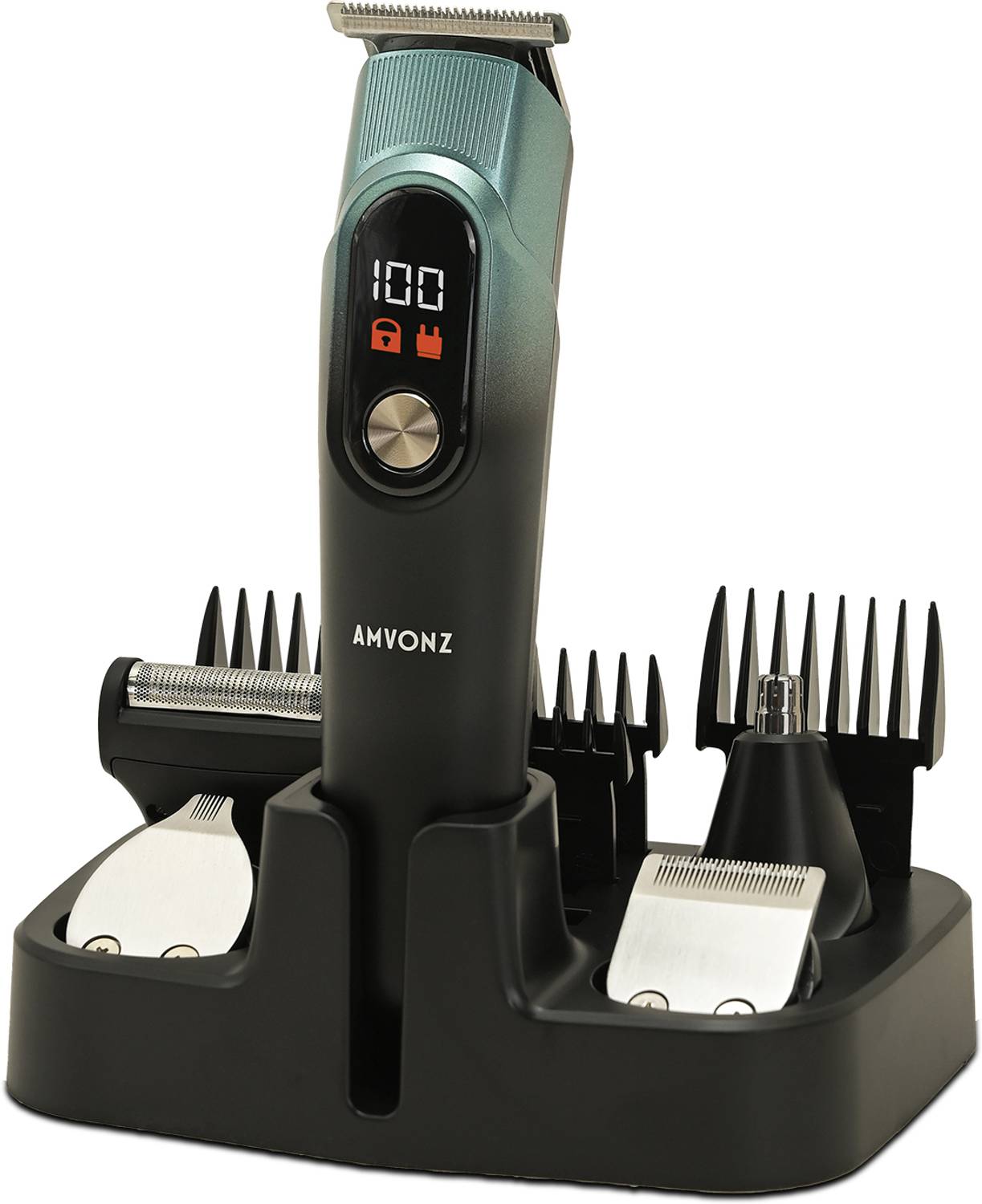 AMVONZ A-201 Professional 5in1 Grooming Trimmer For Men with LED Display Trimmer 150 min  Runtime 12 Length Settings