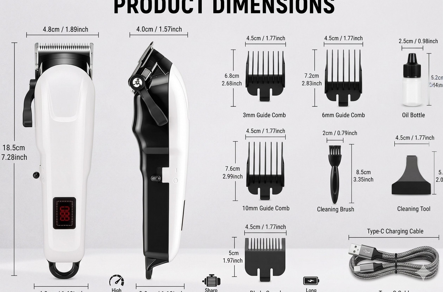 Image of EROOP PROFESSIONAL TRIMMER & Men Trimmer (White Fully Waterproof Trimmer) Trimmer 240 min Runtime 4 Length Settings (White)