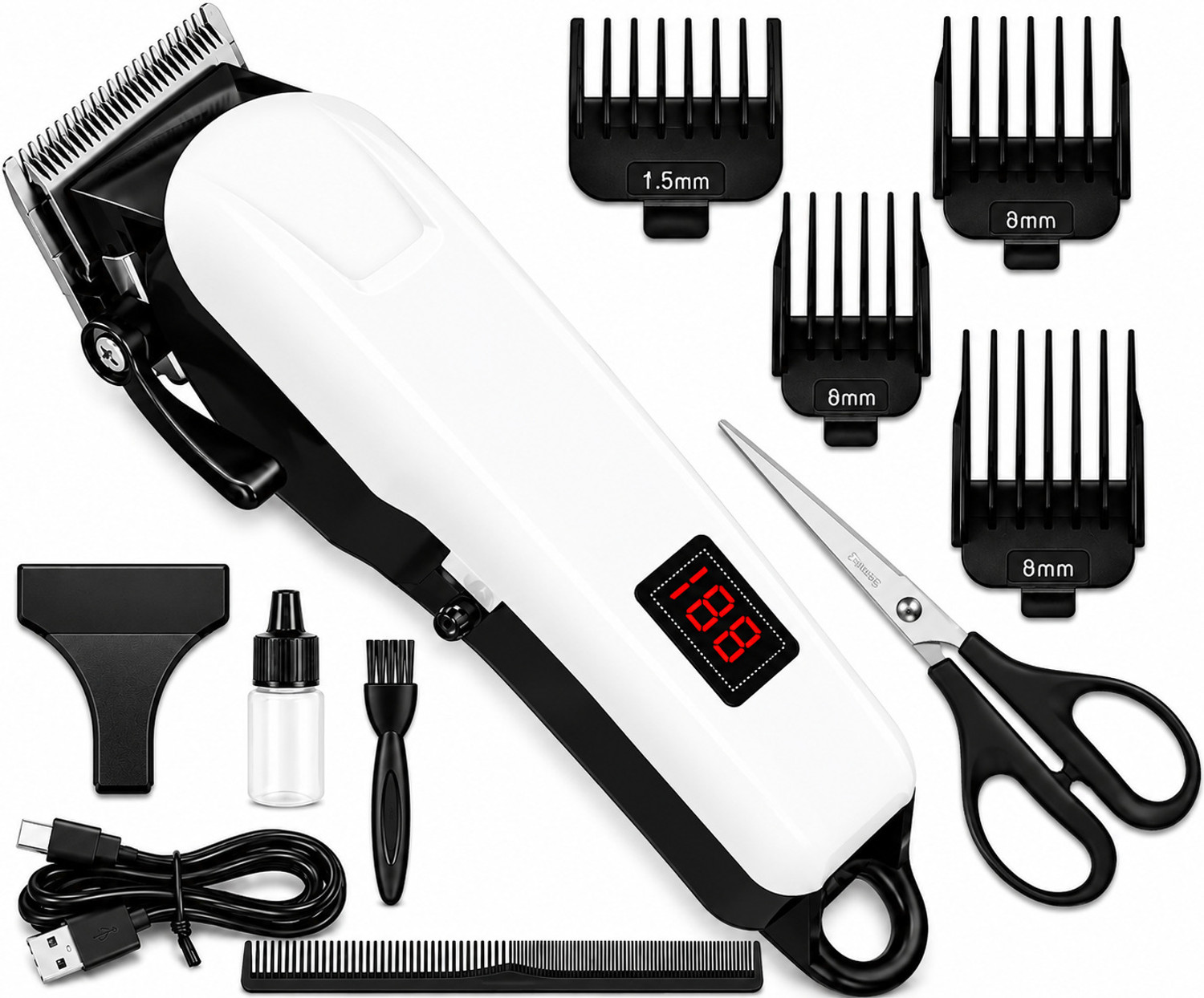 Image of CLINLINSO 809 Cordless Hair Trimmer for Men with 4 Guide Combs & Grooming Kit Fully Waterproof Trimmer 240 min Runtime 5 Length Settings