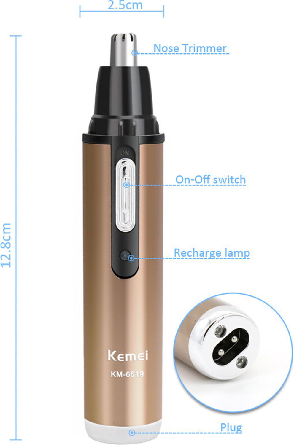 Image of Kemei KM 6619 NOSE TRIMMER MEN Trimmer 45 min Runtime 4 Length Settings