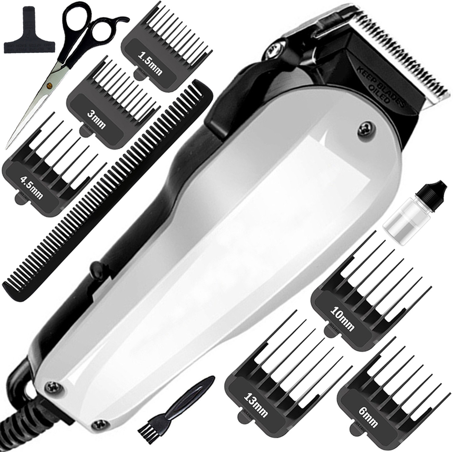 Image of WDC Men Titanium Wired High Quality Powerful Adjustable Hair Clipper Beard Moustache Fully Waterproof Trimmer 710 min Runtime 7 Length Settings