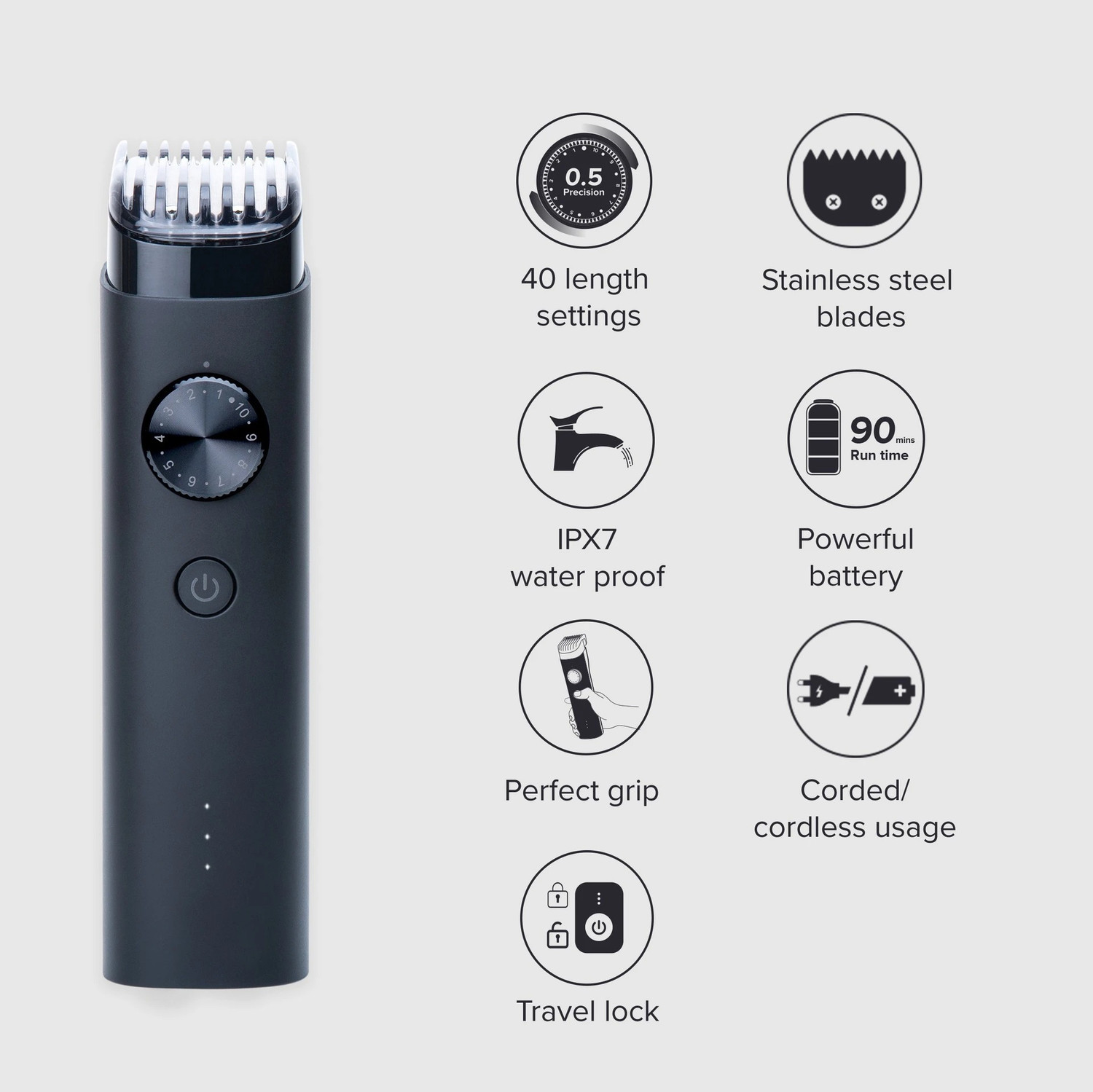 Image of Mi XXQ01HM Trimmer 90 min Runtime 40 Length Settings Trimmer 90 min Runtime 40 Length Settings