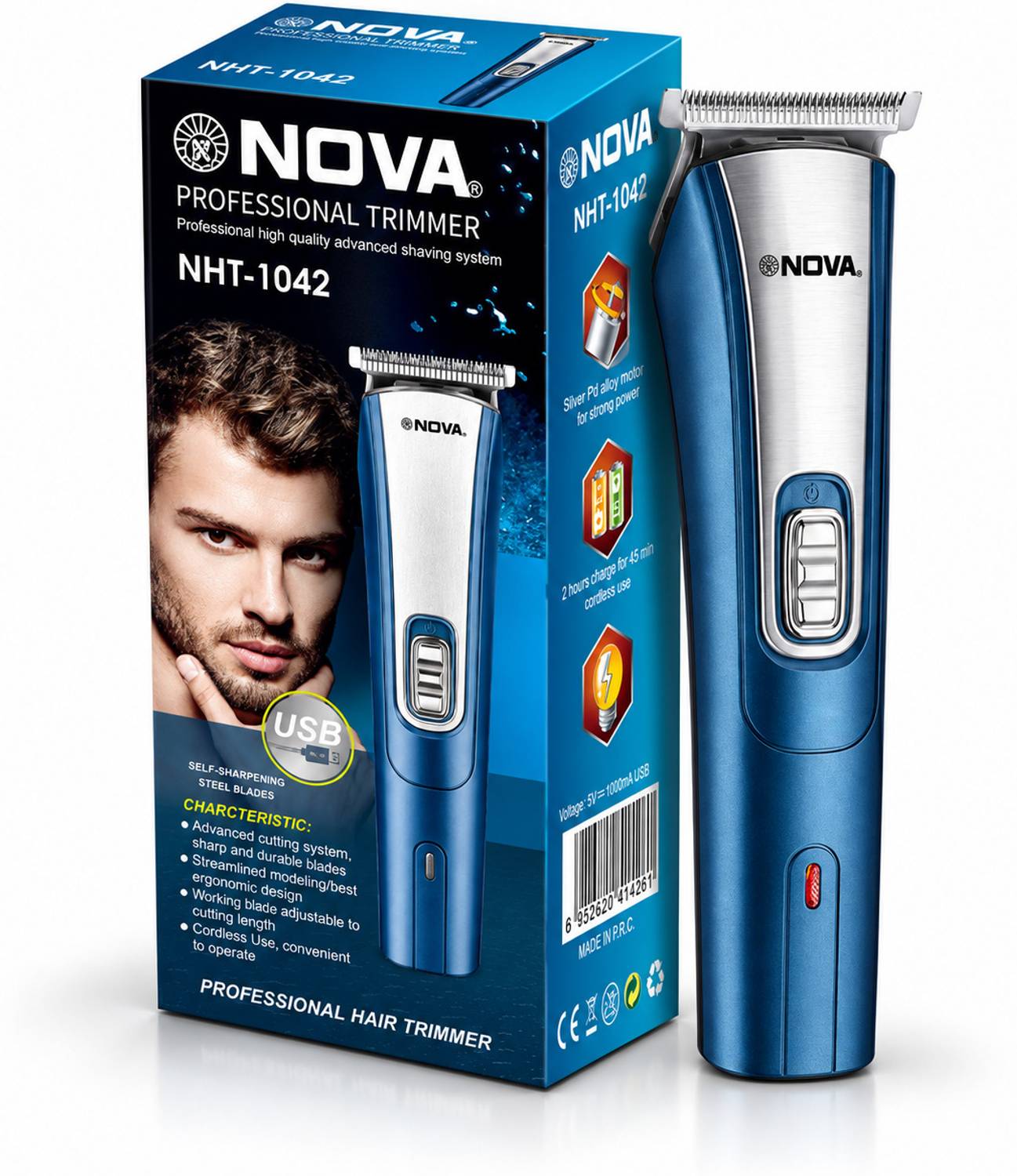 NOVA NHT 1042 USB Trimmer 60 min Runtime 5 Length Settings