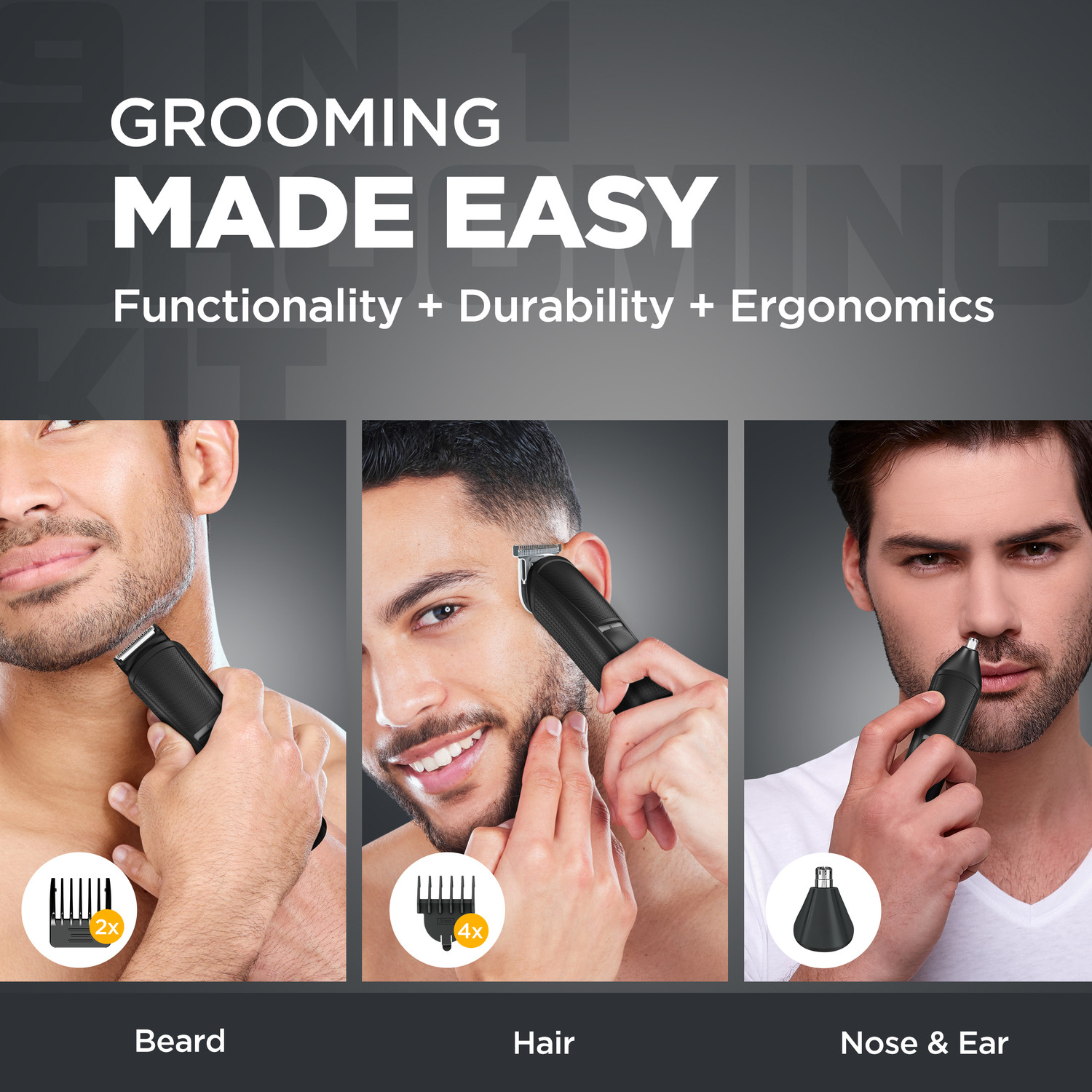 Image of HAVELLS 9 in 1 Grooming Kit Grooming Kit 120 min Runtime 1 Length Settings