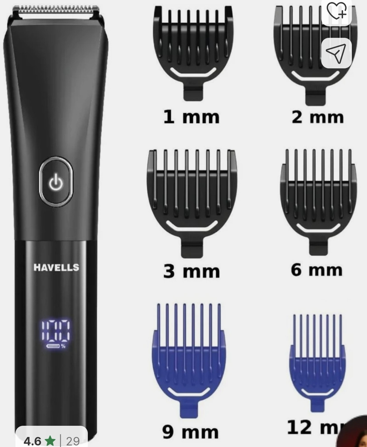 Image of HAVELLS Bt 6661 Trimmer 90 min Runtime 20 Length Settings