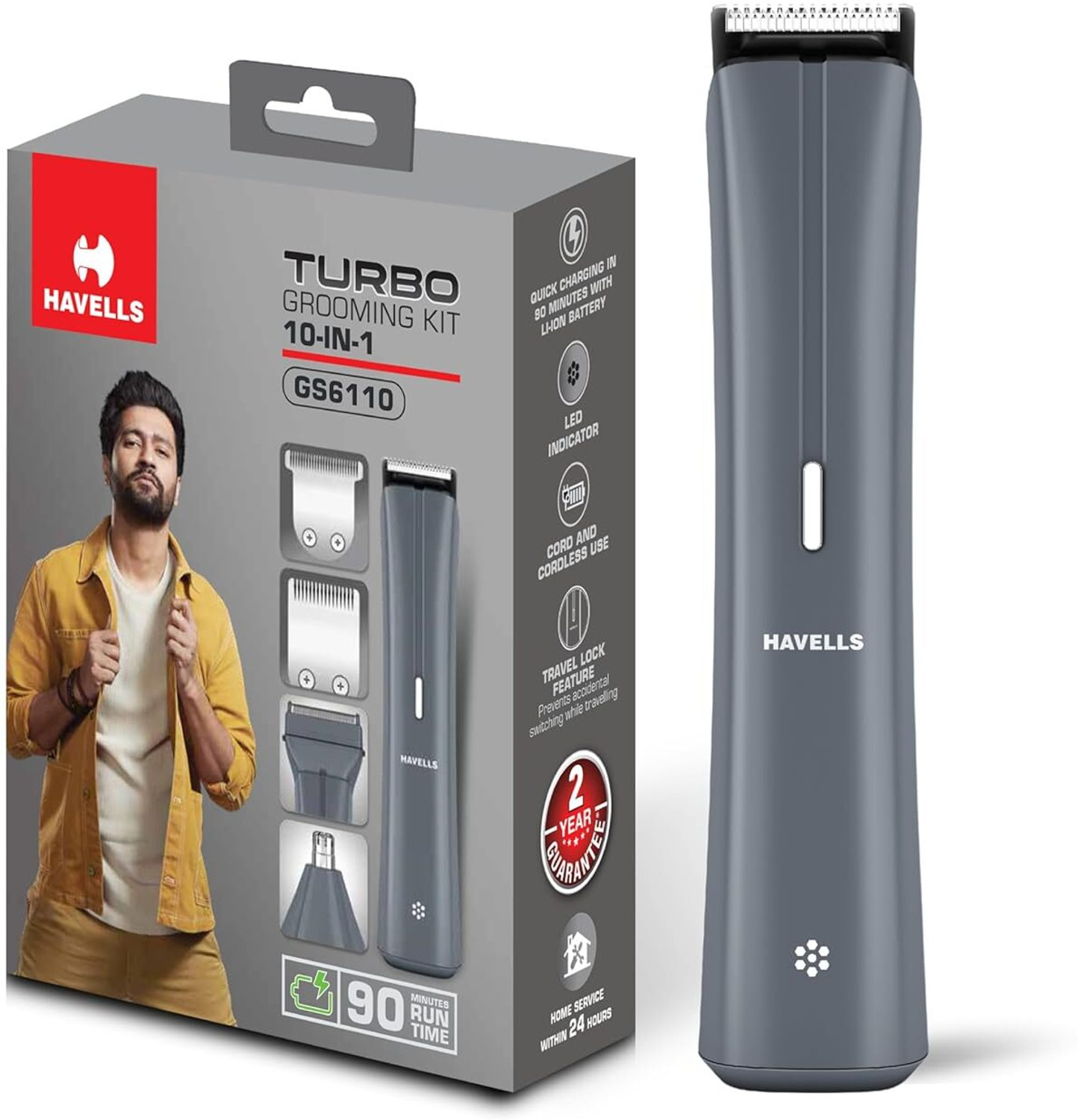 Image of HAVELLS GS6110 Fully Waterproof Grooming Kit 90 min Runtime 6 Length Settings