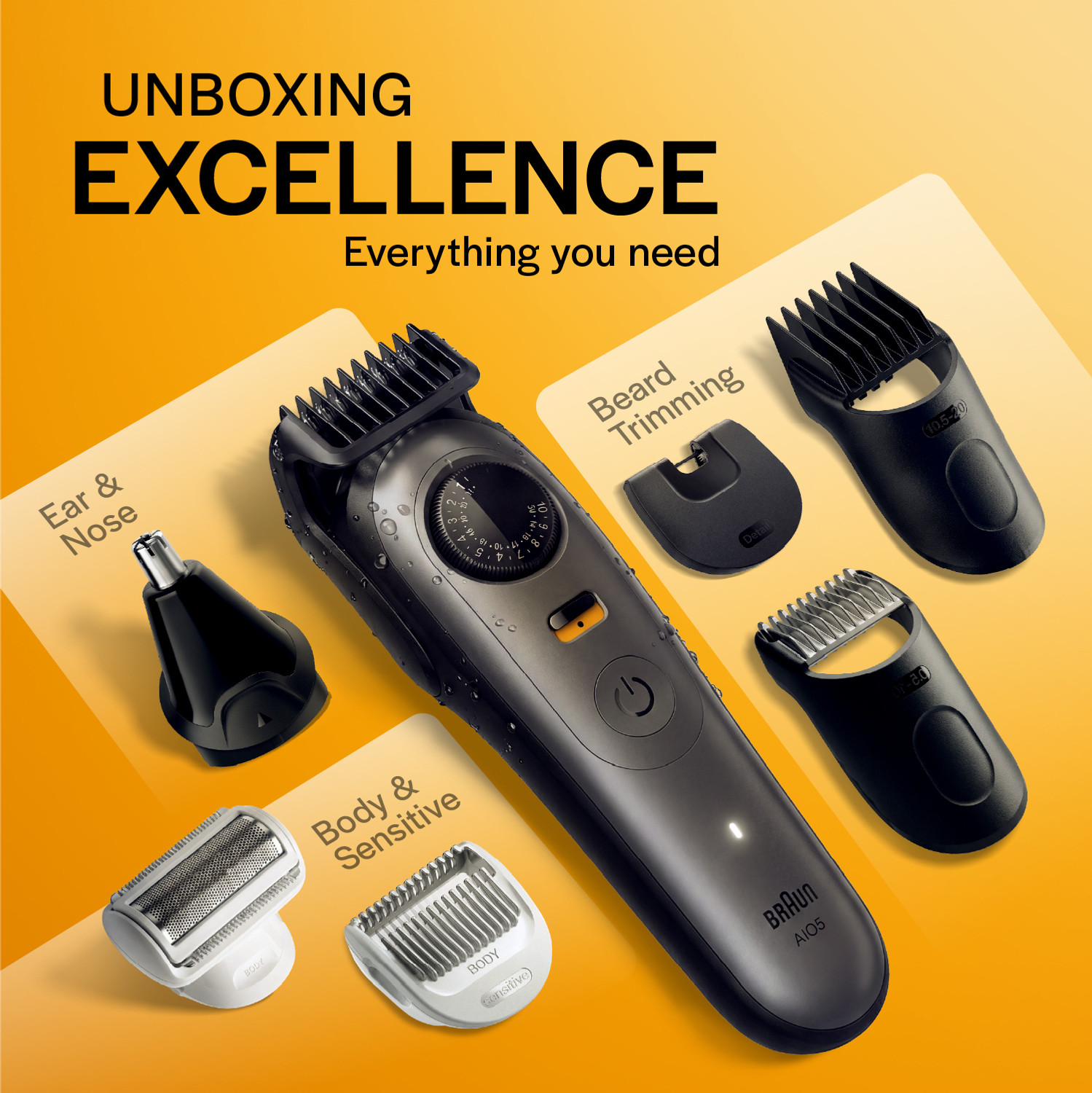 Image of Gillette AIO5 Trimmer 120 min Runtime 40 Length Settings