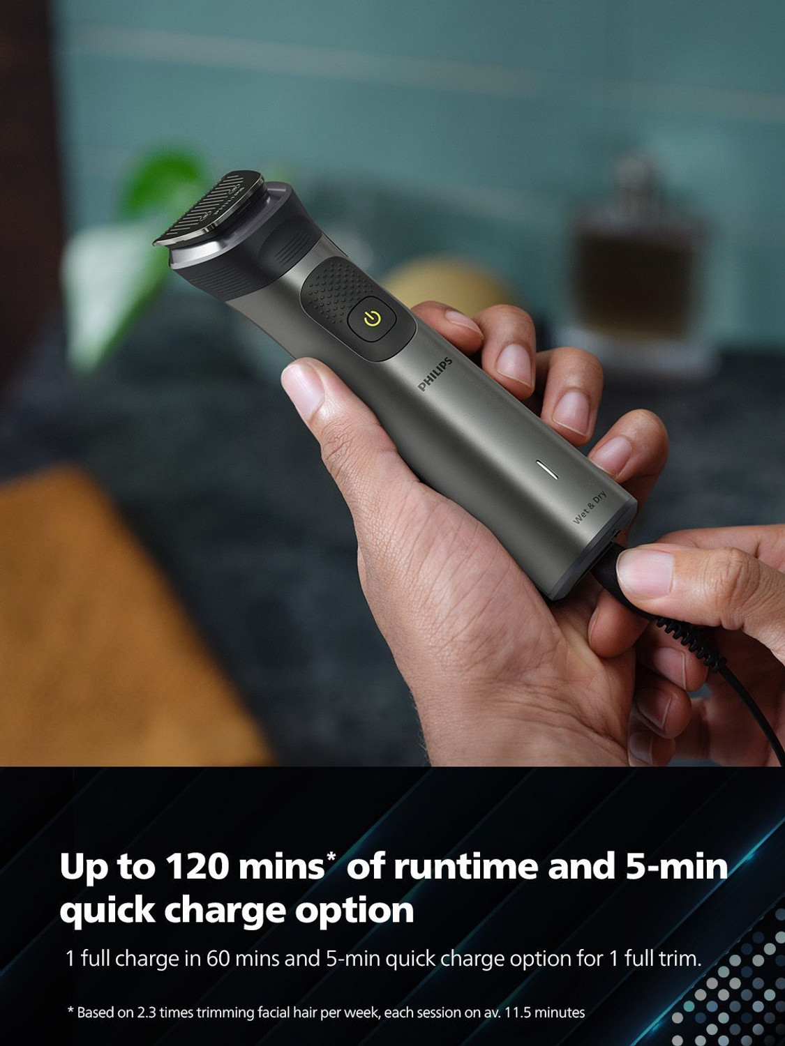 Image of PHILIPS MG7920 /65, 13 in 1 Multigroomer, Patented Twin Trim Tech Trimmer 120 min Runtime 17 Length Settings