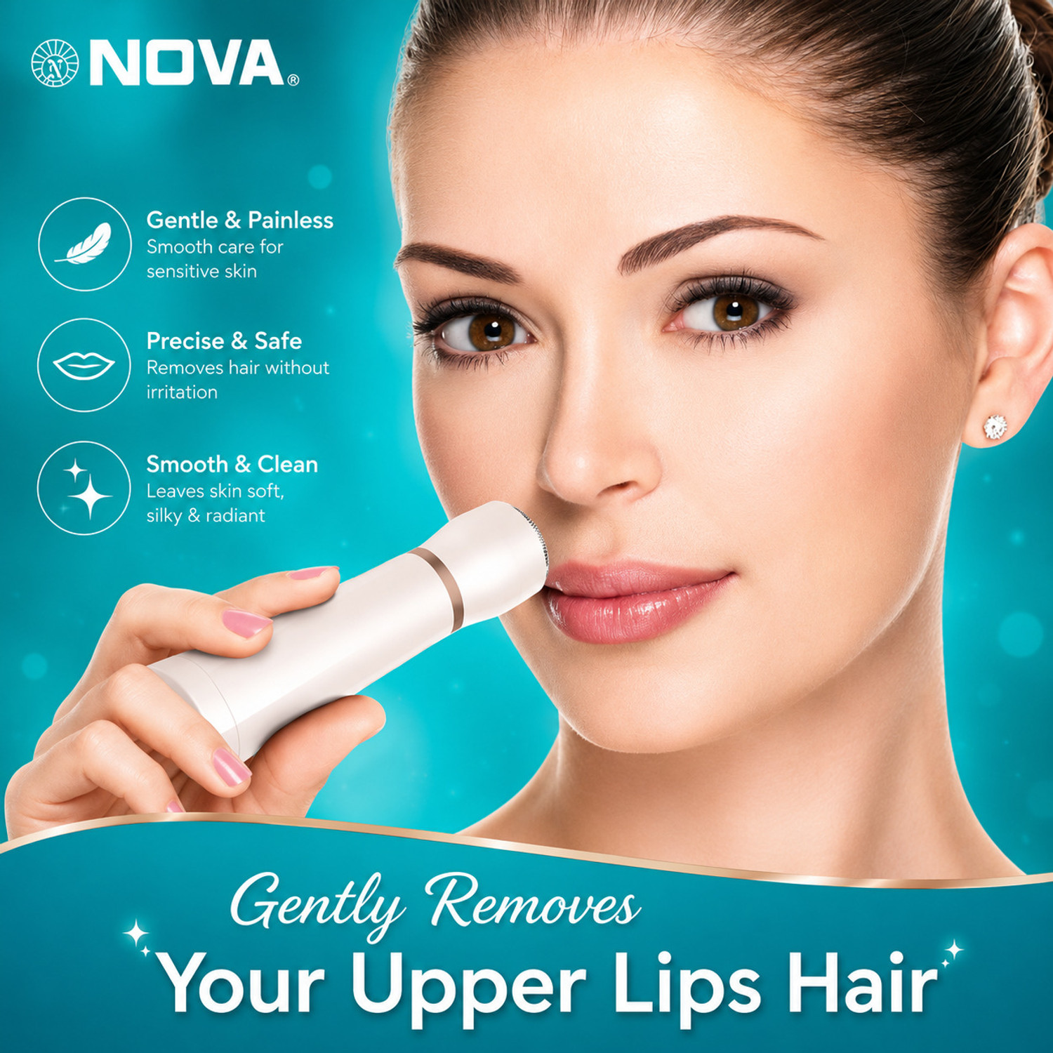 Image of NOVA NLS 536 Bikini ,Facial & Eyebrow hair remover Fully Waterproof Trimmer 45 min Runtime 1 Length Settings