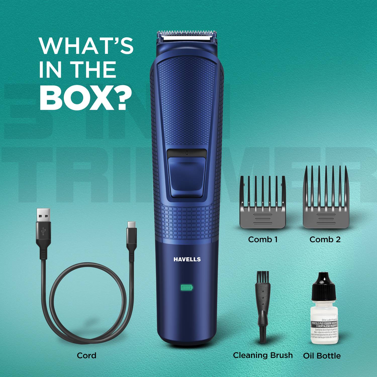 HAVELLS Beard Trimmer Trimmer 120 min Runtime 1 Length Settings ... more