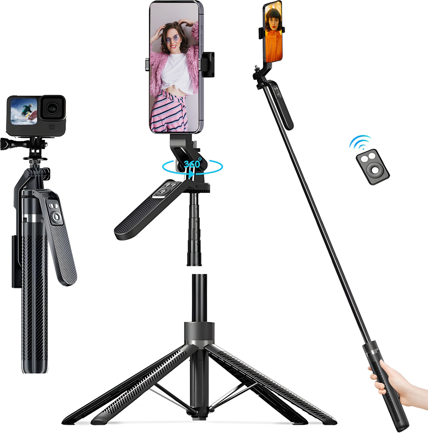 Image of Tygot T-14 Selfie Stick Bluetooth Selfie Sticks with Extendable Tripod Stand, Remote Tripod