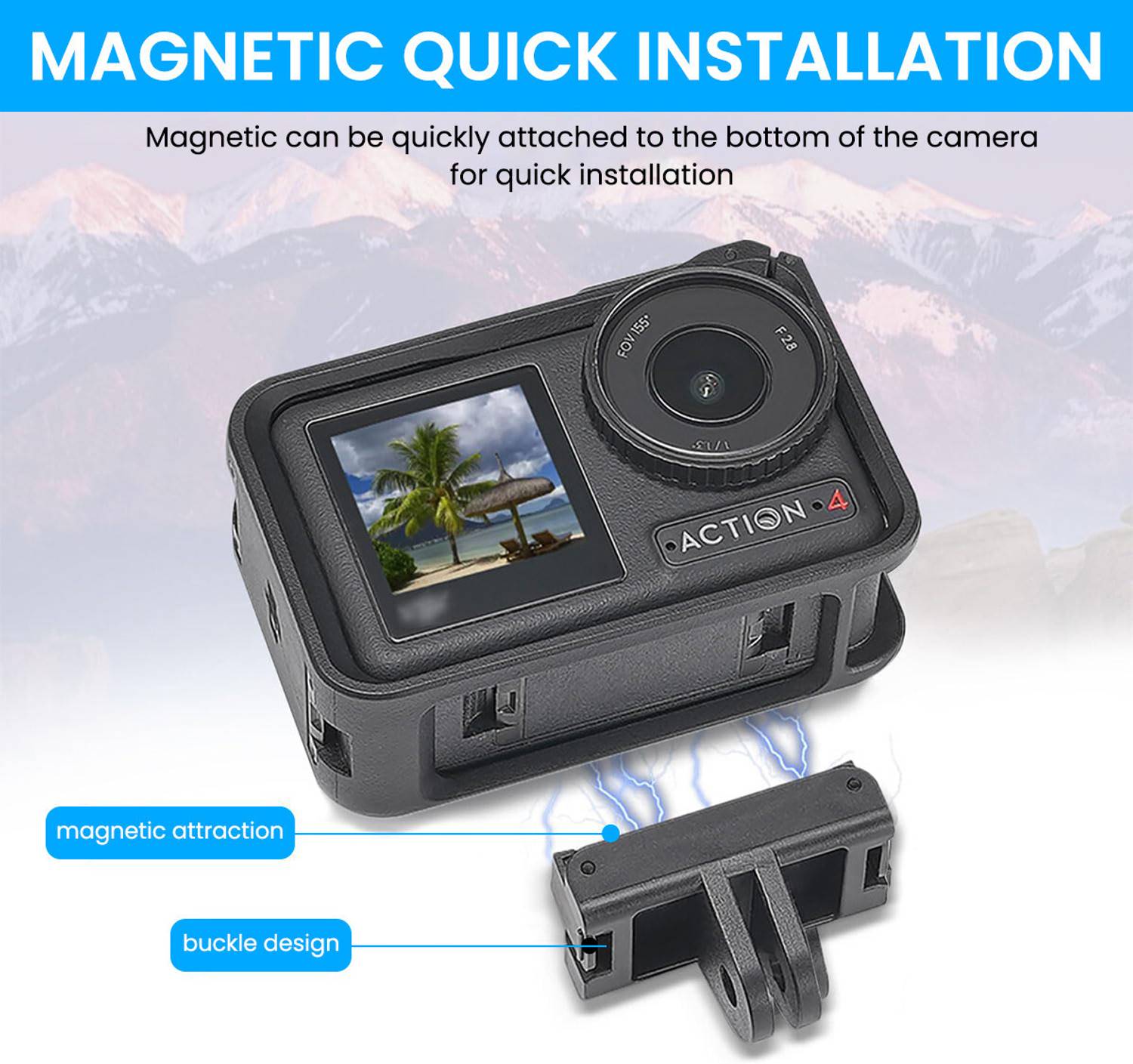 Zomei Magnetic Quick Release Tripod Mount Adapter for Action Cams - Image 3