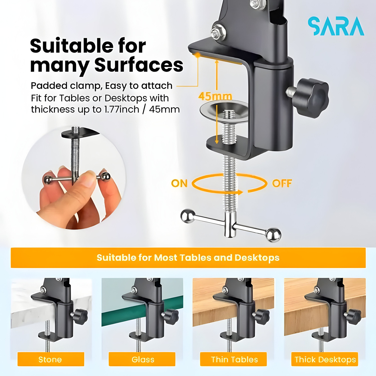 Image of TRUWEL Adjustable Desk Clamp Mobile Stand for Video Calls Tripod Clamp