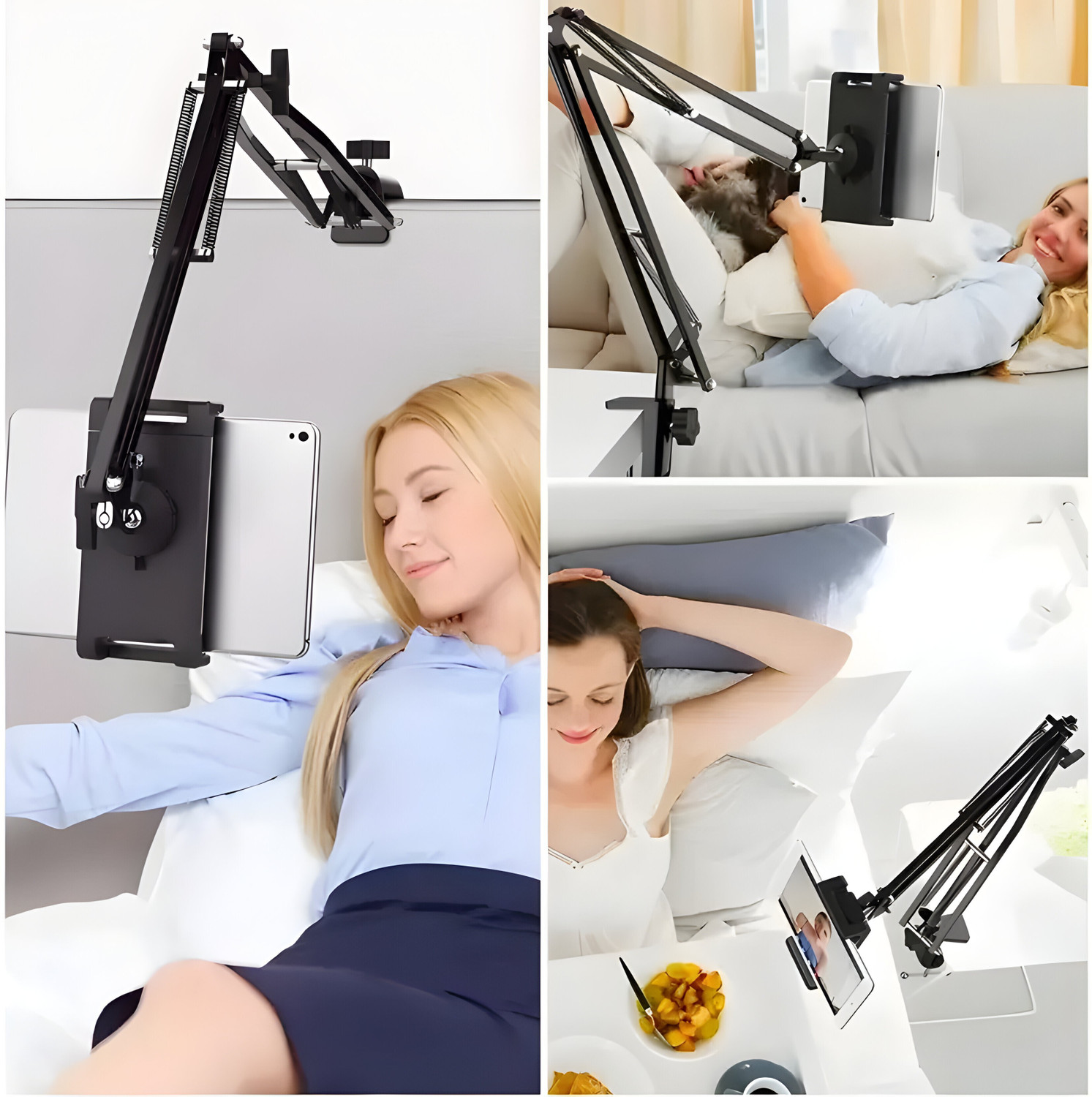 Image of TRUWEL Adjustable Desk Clamp Mobile Stand for Video Calls Tripod Clamp