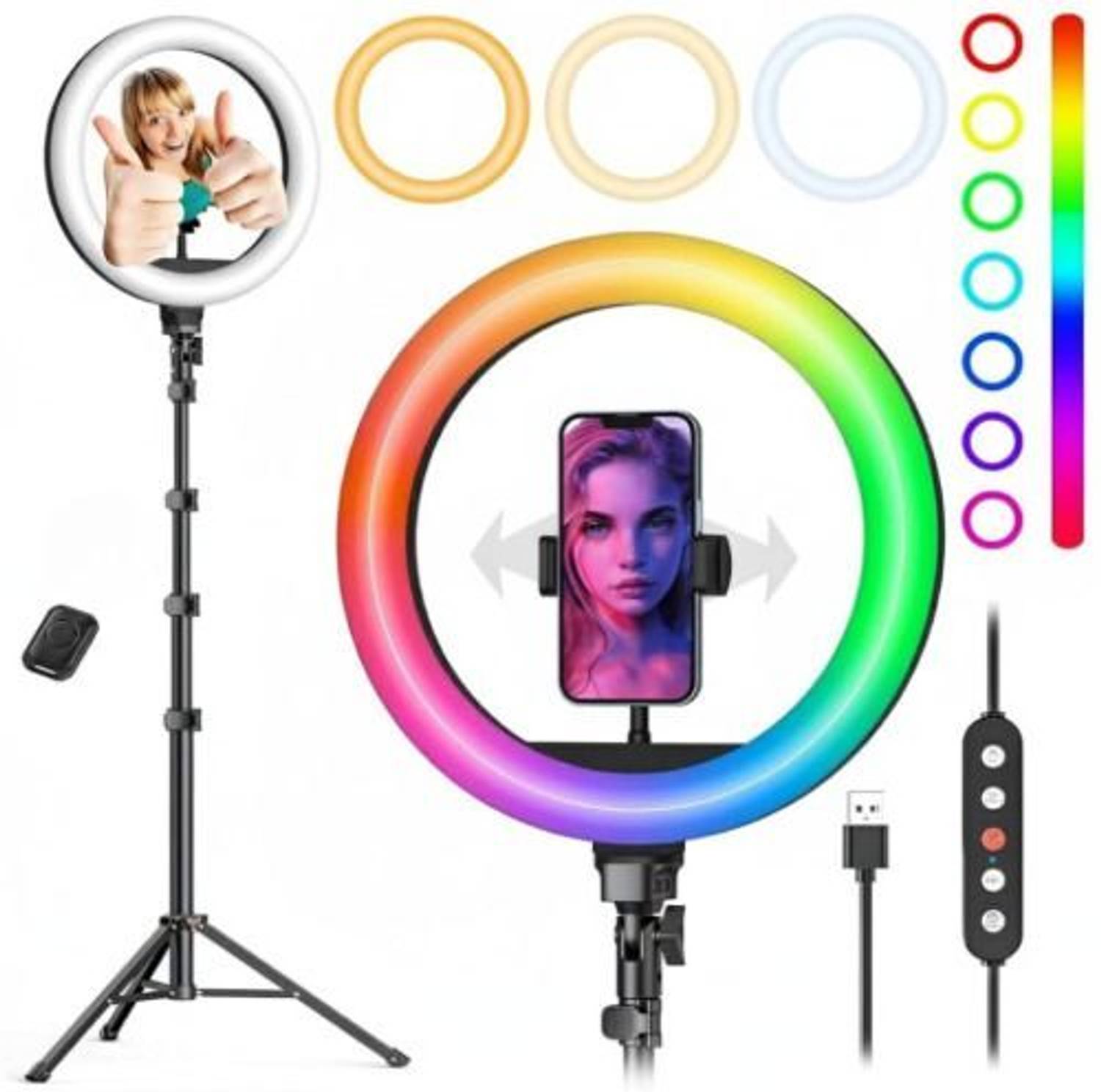 airtech RGB LED Bulb Selfie Ring Light Metal Tripod Stand Live Flashlight Tripod Kit, Monopod Kit - airtech : Flipkart.com
