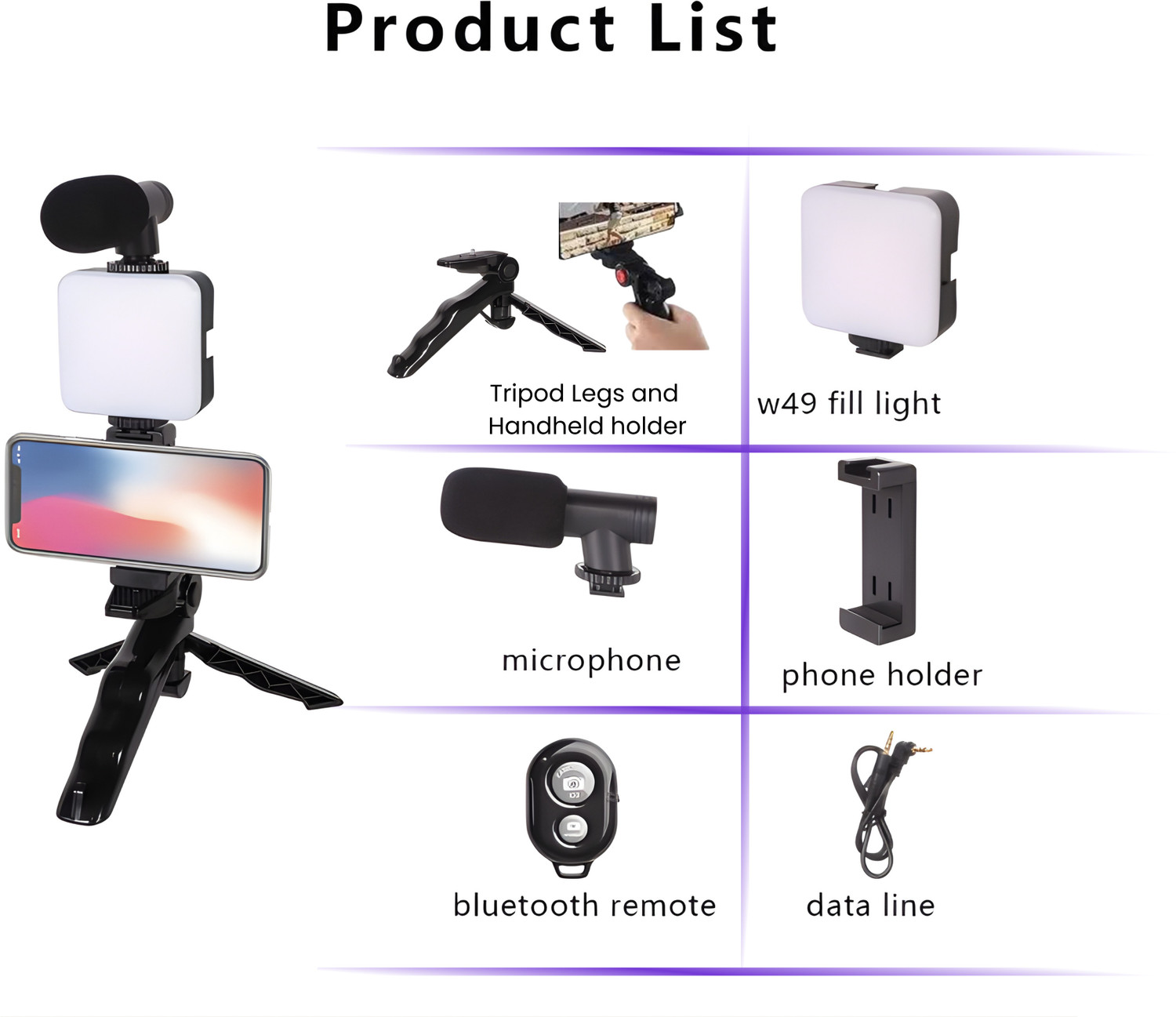 Image of Yachyae Professional 6-in-1 Vlogging Kit with Tripod, LED & Mic for Phone Videos Tripod Kit