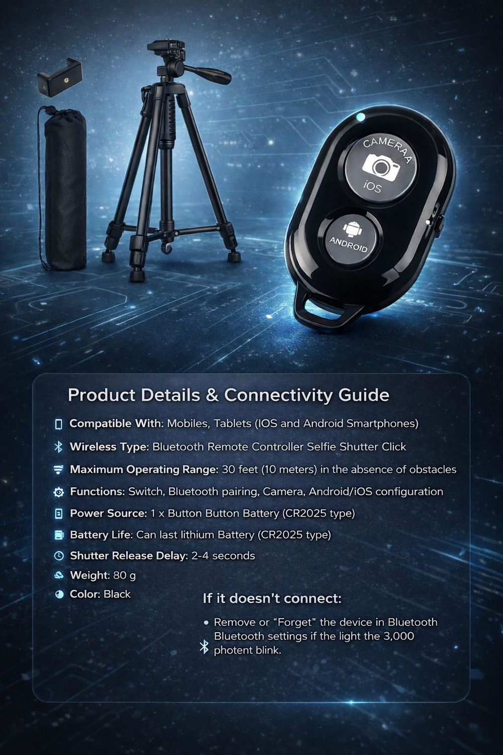 Image of JPY 3366 Tripod (55-Inch), with Mic, Shutter Button & all Mobile Holder Tripod Tripod Kit