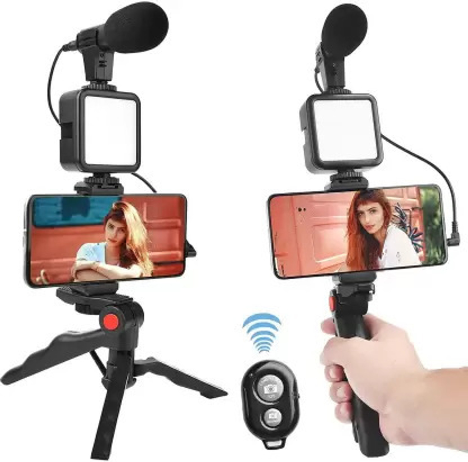 Image of Samtronics Youtube /Instagram Video Making tool Video Tripod Stand LED Light & mobile Holder Tripod Kit