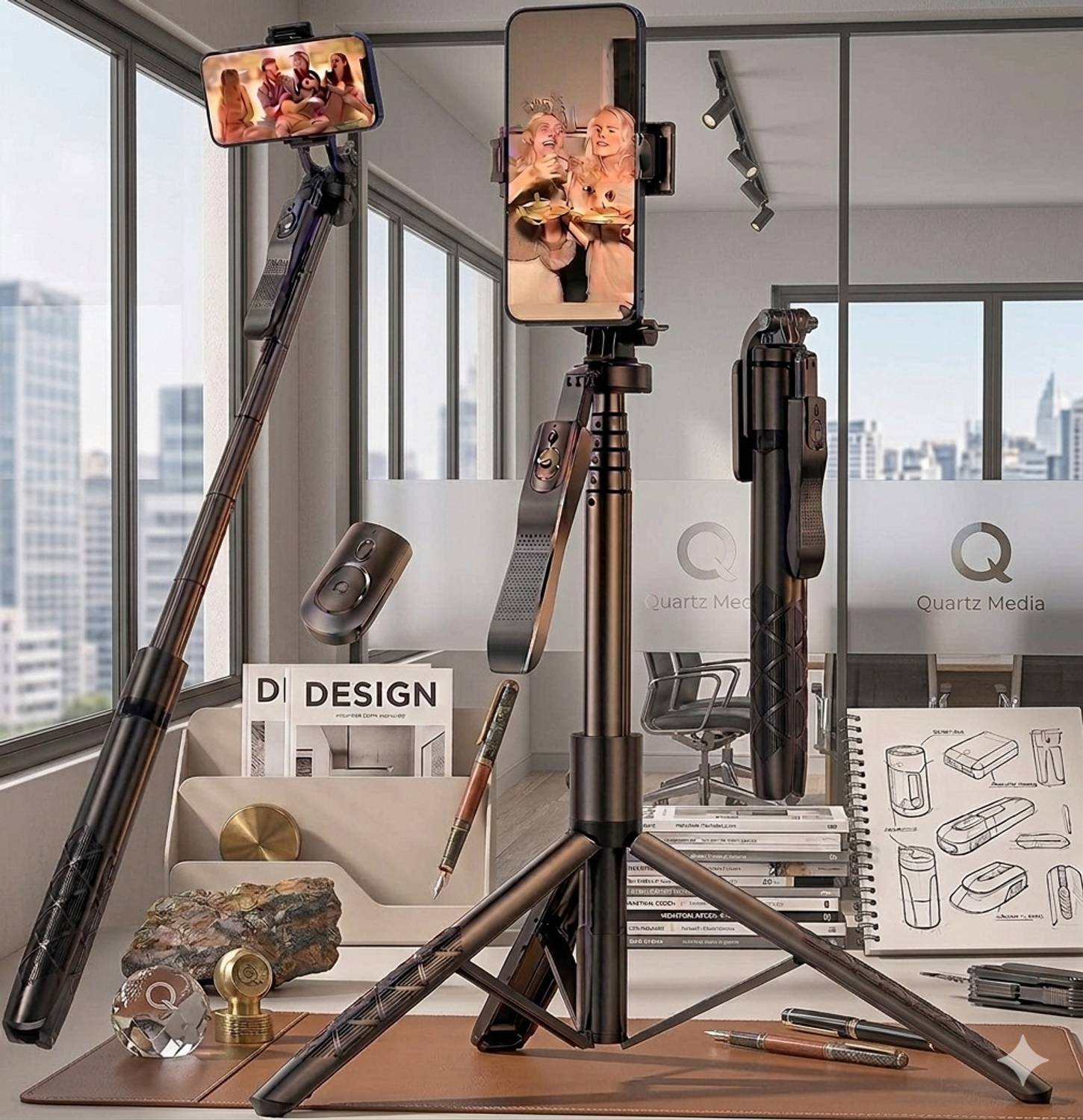 FIXERPRO L16 61-Inch Tripod Selfie Stick with Remote, Adjustable Phone Stand Tripod Kit, Tripod