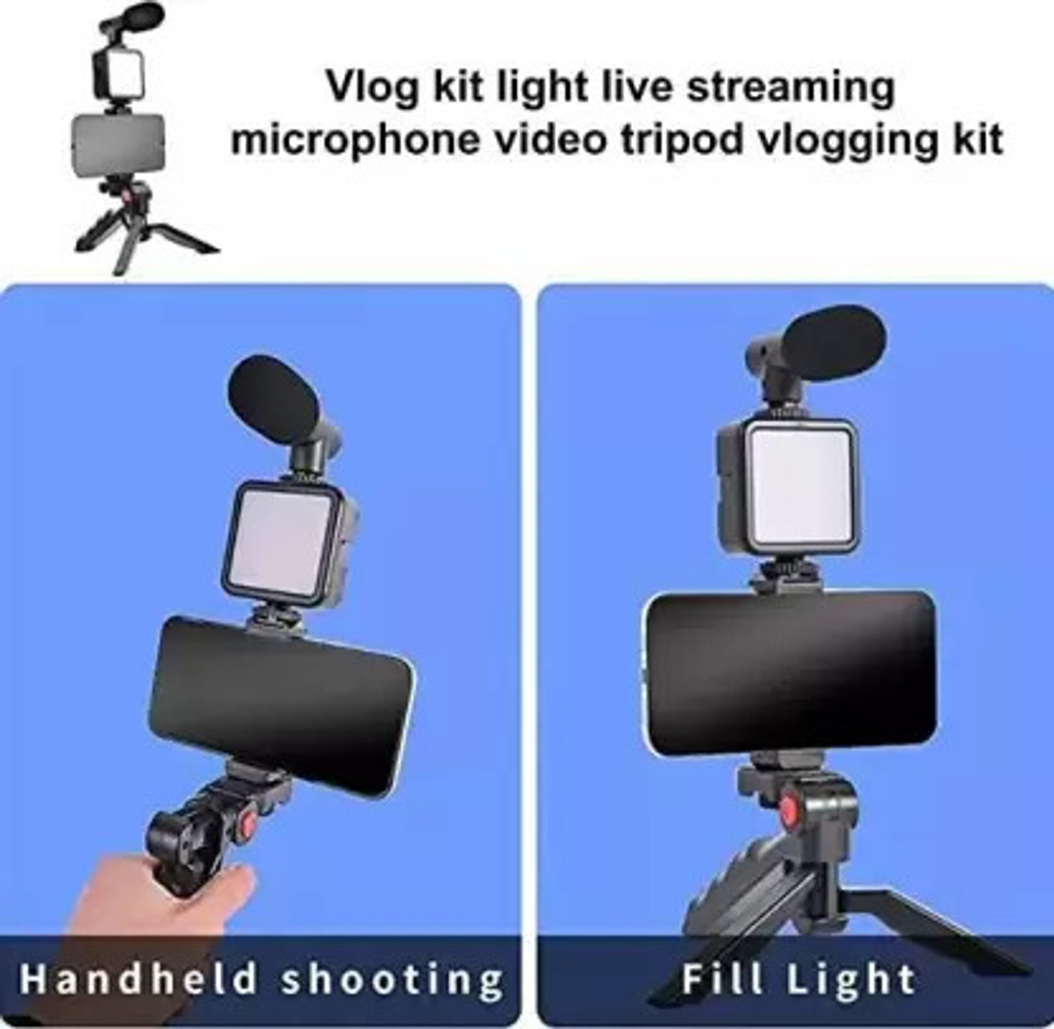 Image of Samtronics Youtube /Instagram Video Making tool Video Tripod Stand LED Light & mobile Holder Tripod Kit