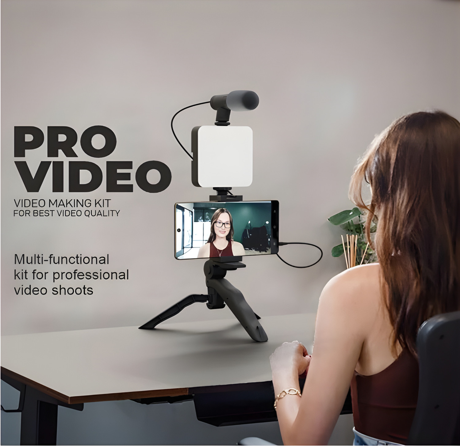 Image of Yachyae Professional 6-in-1 Vlogging Kit with Tripod, LED & Mic for Phone Videos Tripod Kit