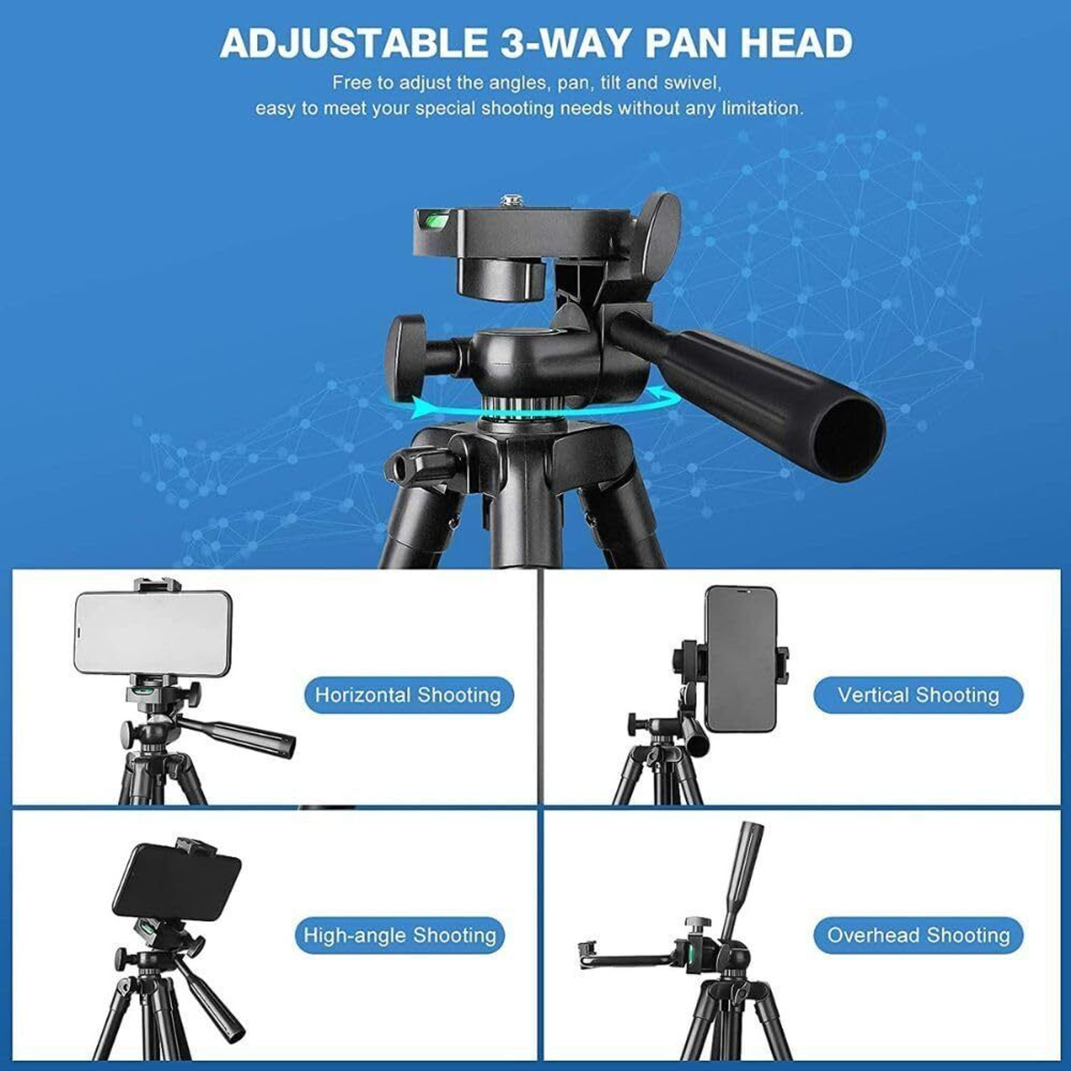 Image of JPY 3366 Tripod (55-Inch), with Mic, Shutter Button & all Mobile Holder Tripod Tripod Kit