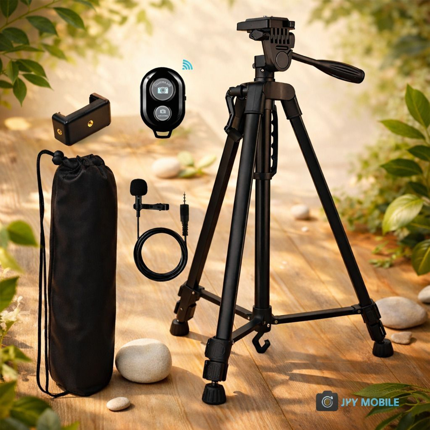 Image of JPY 3366 Tripod (55-Inch), with Mic, Shutter Button & all Mobile Holder Tripod Tripod Kit