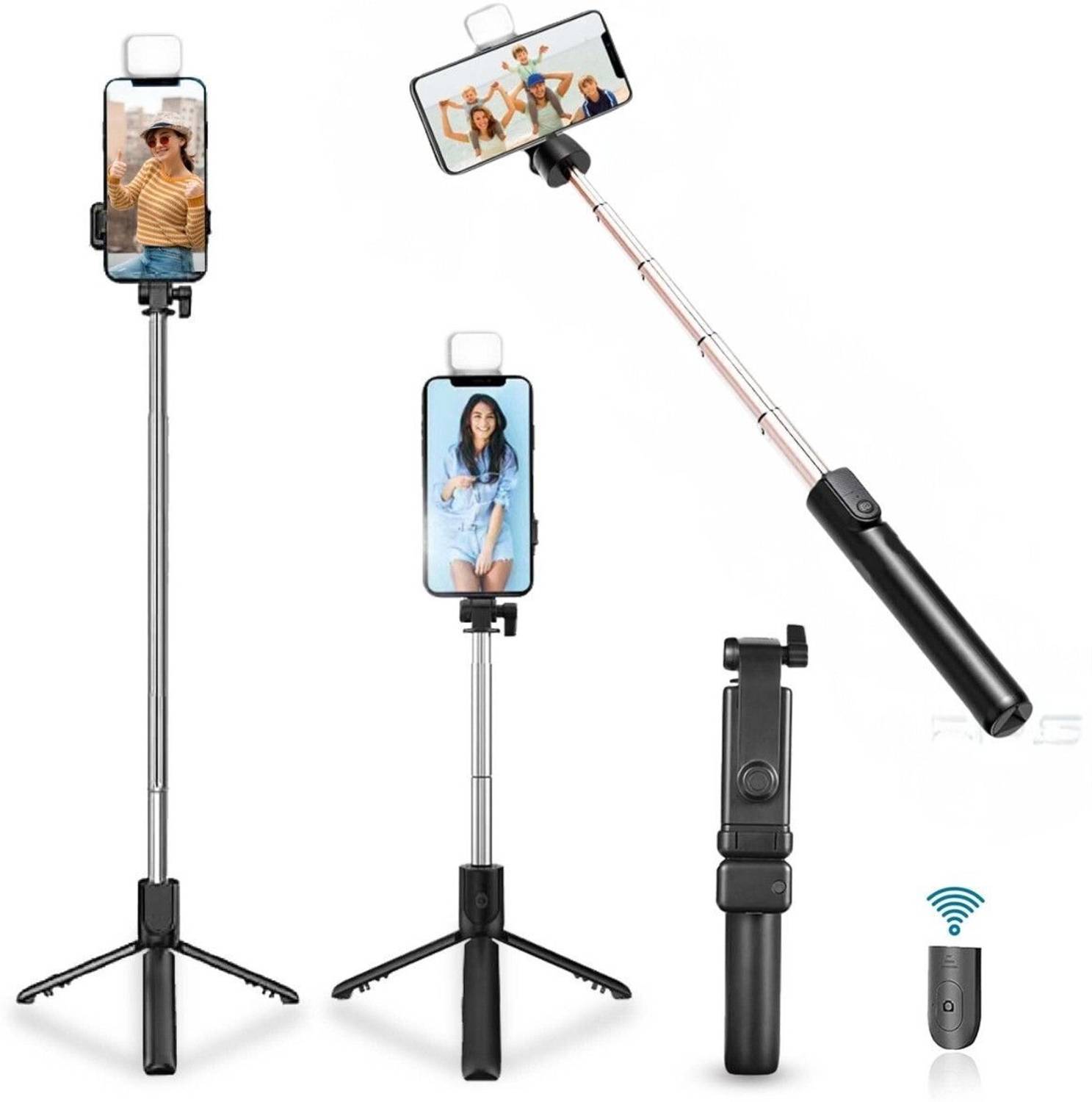 GADGETSWEAR Selfie Stick with Tripod Stand, Mobile Tripod stand with LED Light Tripod Kit