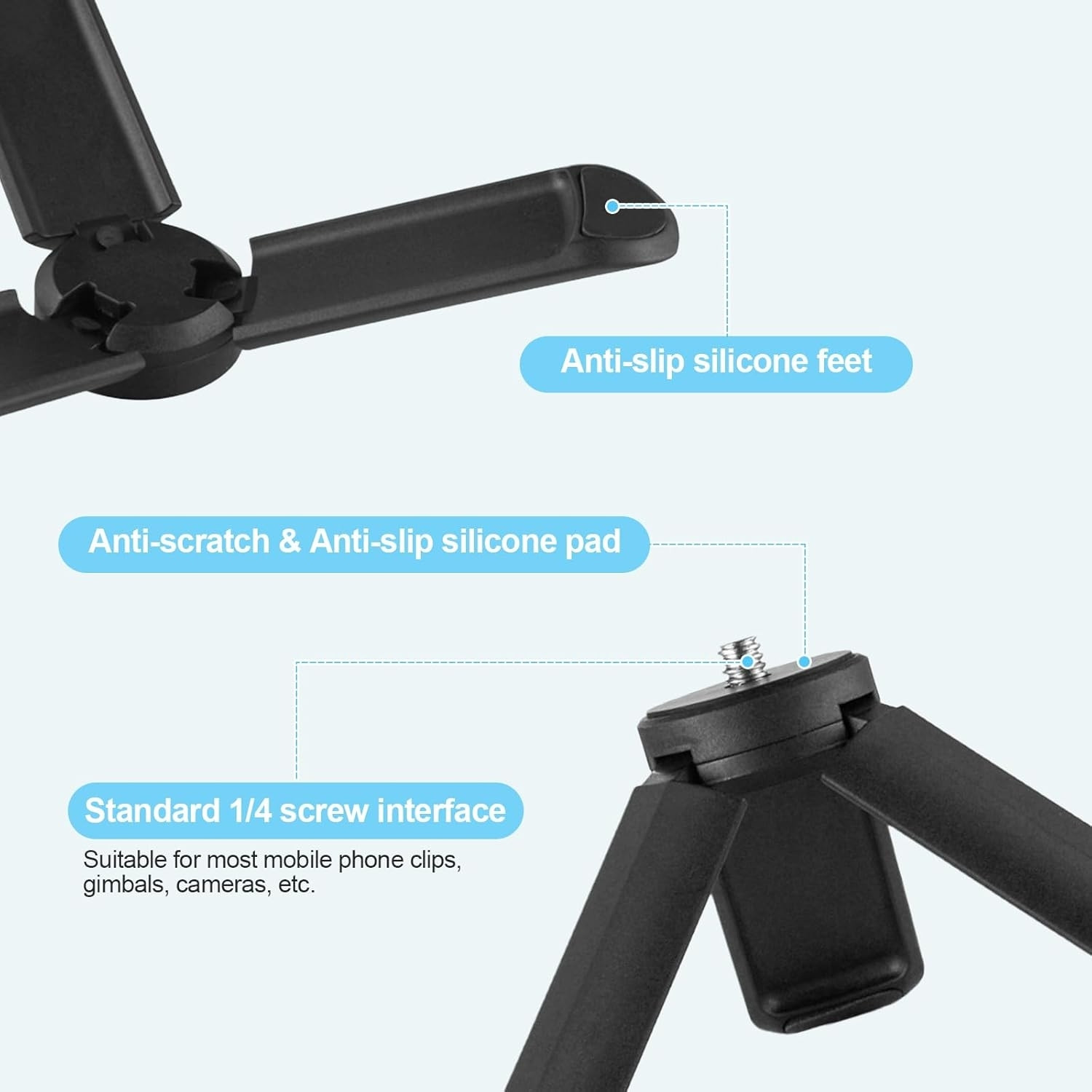 Image of USPOT Mini Tripod for DJI Osmo Pocket 3 & 2 Foldable Portable Desktop Tripod Stand Tripod Kit, Tripod, Tripod Clamp, Tripod Bracket
