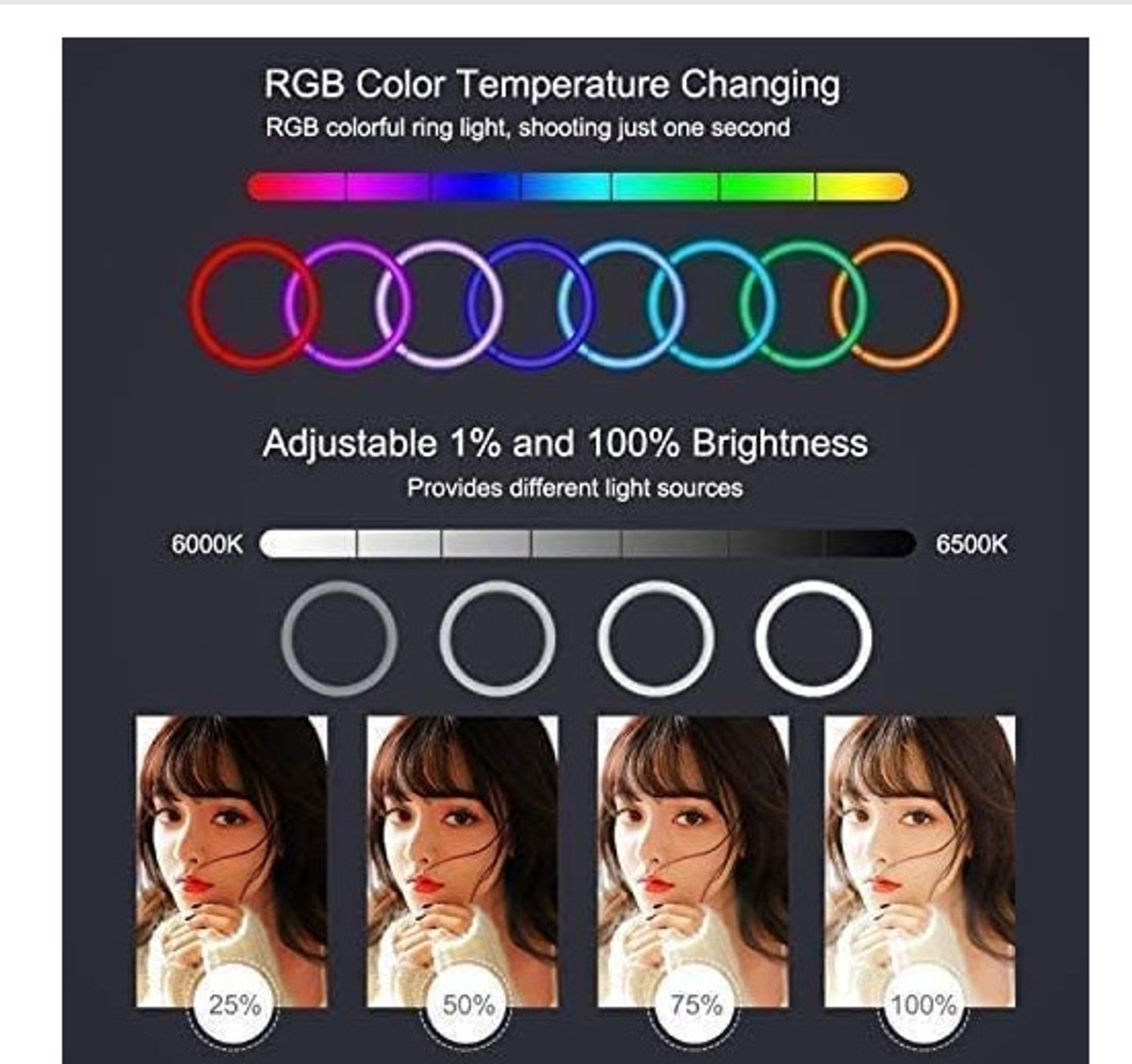 Image of UMORK Best Metal strong phone tripodstand with RGB 10 inchring fill light stand home event Ring Flash