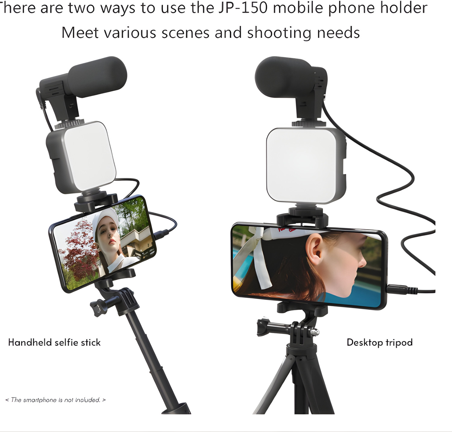 Image of Yachyae Professional 6-in-1 Vlogging Kit with Tripod, LED & Mic for Phone Videos Tripod Kit