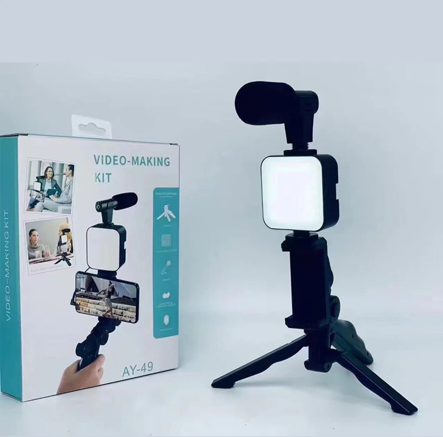 Image of Samtronics Youtube /Instagram Video Making tool Video Tripod Stand LED Light & mobile Holder Tripod Kit