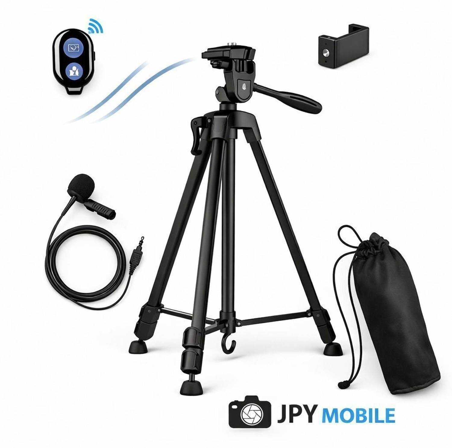 JPY (55-Inch), Universal Lightweight Tripod with Mobile Holder, Mic, Shutter & Bag Tripod Kit