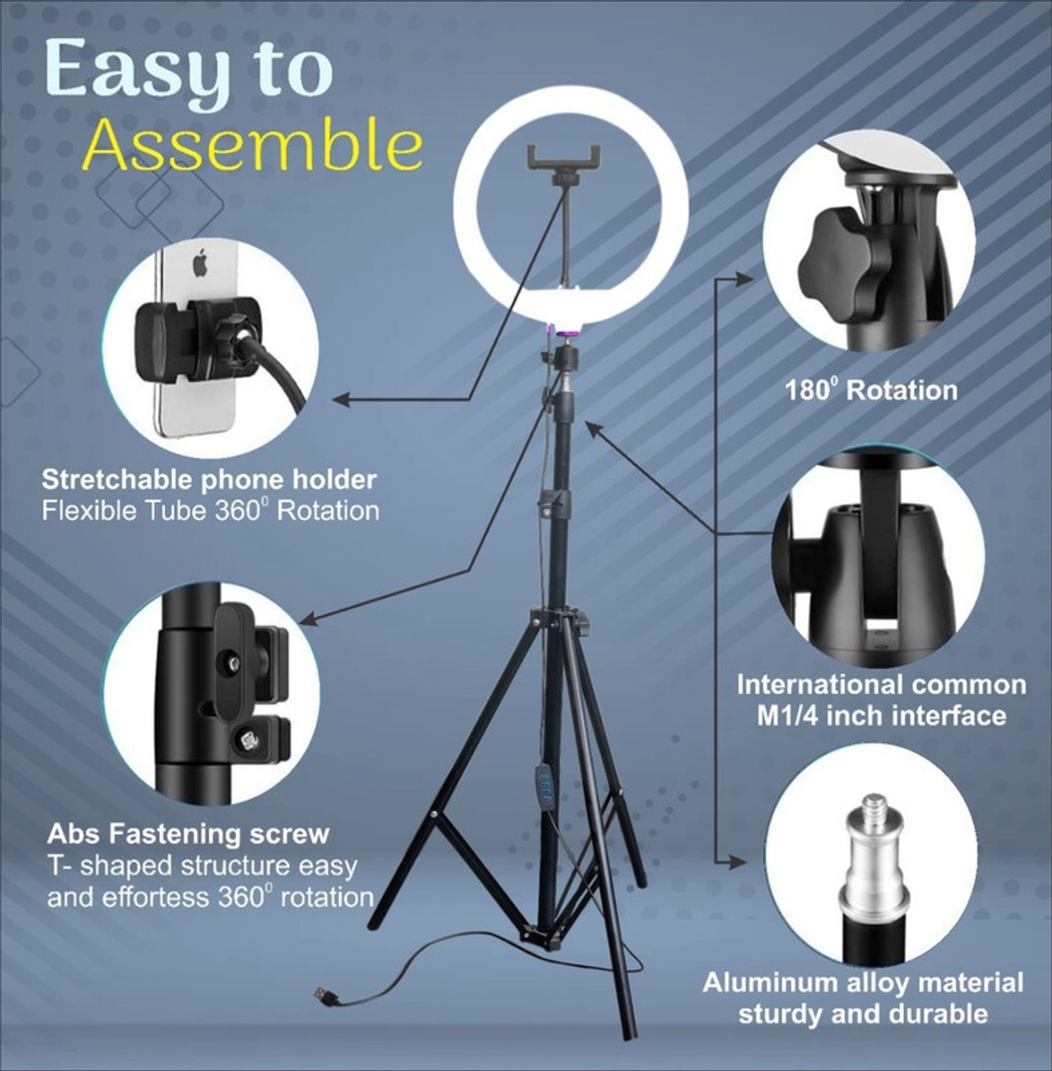 Image of SHINEON 10 inch Big LED Ring stand studio light with 7ft tripod for Mobile reels and video Tripod Kit