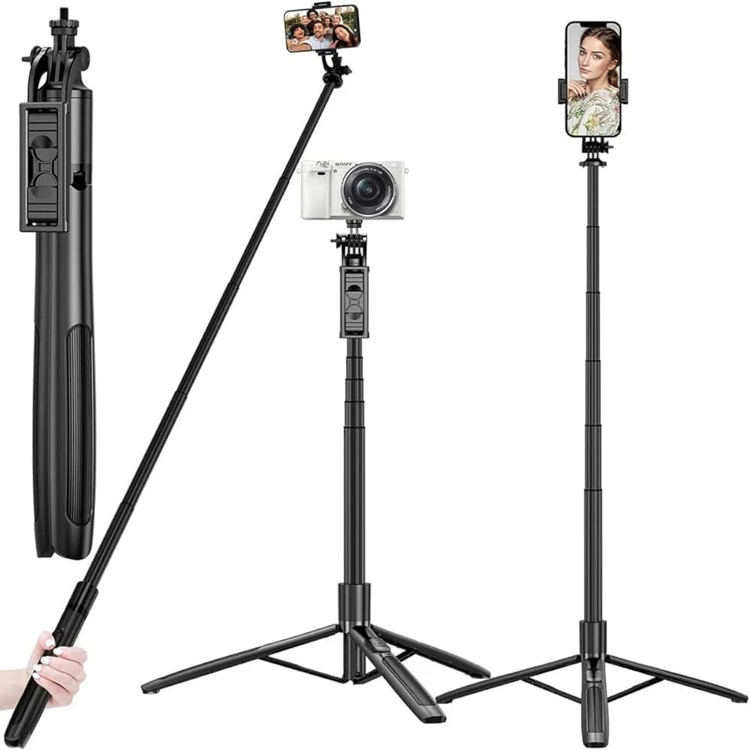 Image of RUAAN 301 Lightweight & Portable 7 Feet Long Tripod Stand with Adjustable Clip Holder Tripod Kit, Tripod