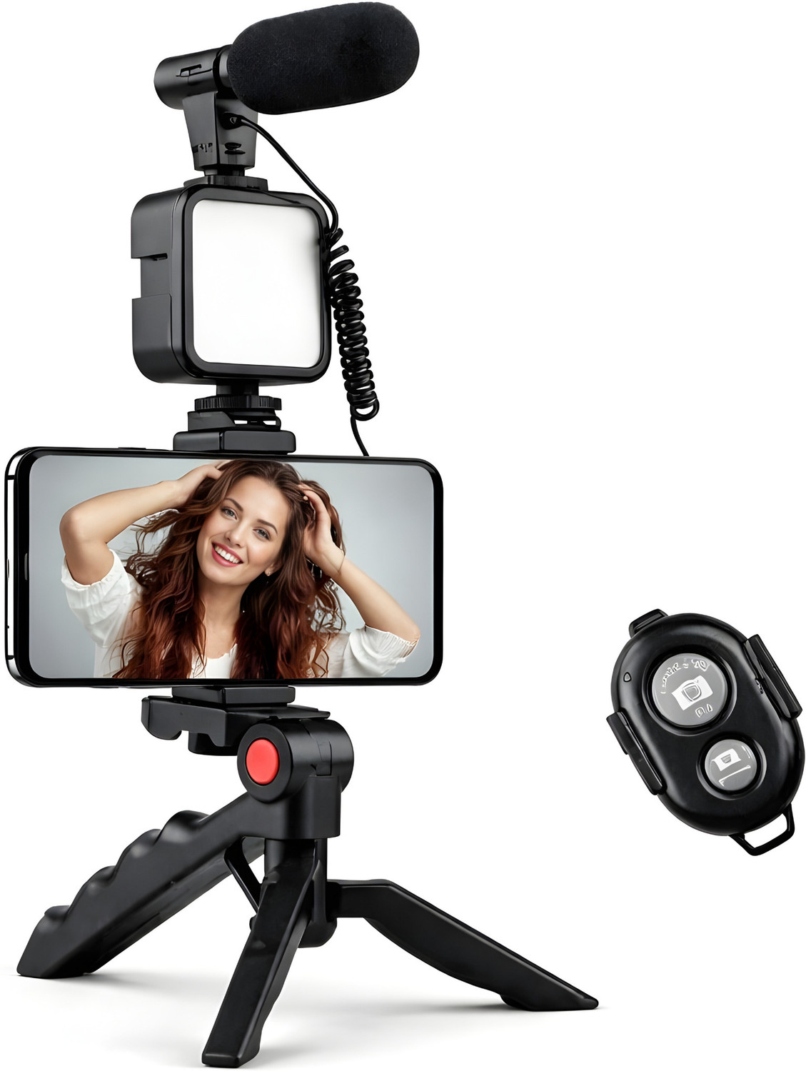 Image of Yachyae Professional 6-in-1 Vlogging Kit with Tripod, LED & Mic for Phone Videos Tripod Kit