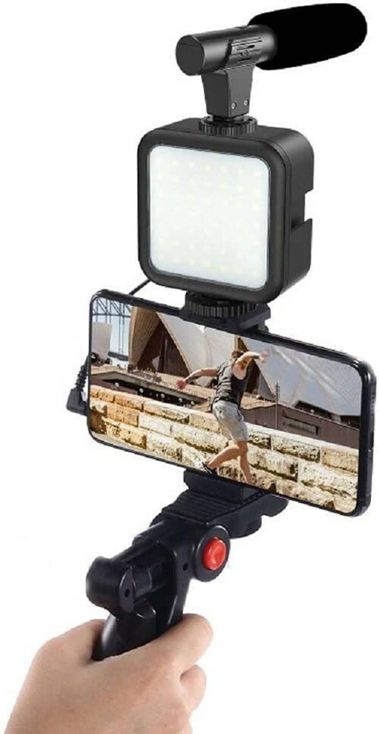 Hybite Kit for Video Making,Mic, Tripod Stand,LED Light &Phone Holder for Making Videos Tripod Kit