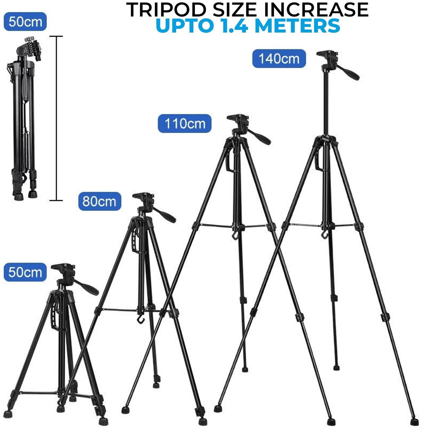 Image of JPY 3366 Tripod (55-Inch), with Mic, Shutter Button & all Mobile Holder Tripod Tripod Kit