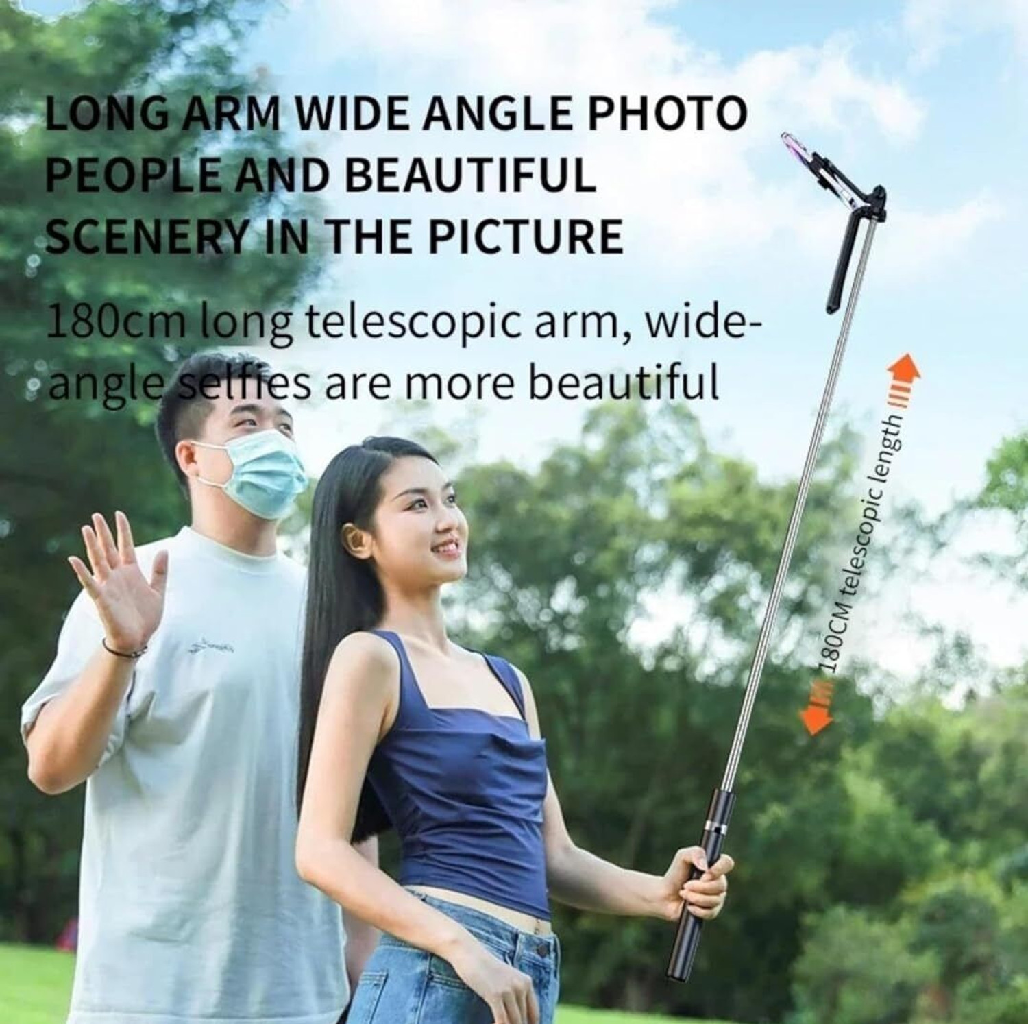 Image of SansyStore R16 170cm Telescopic Selfie Stick Tripod | Strong Grip | Universal Phone Mount Tripod