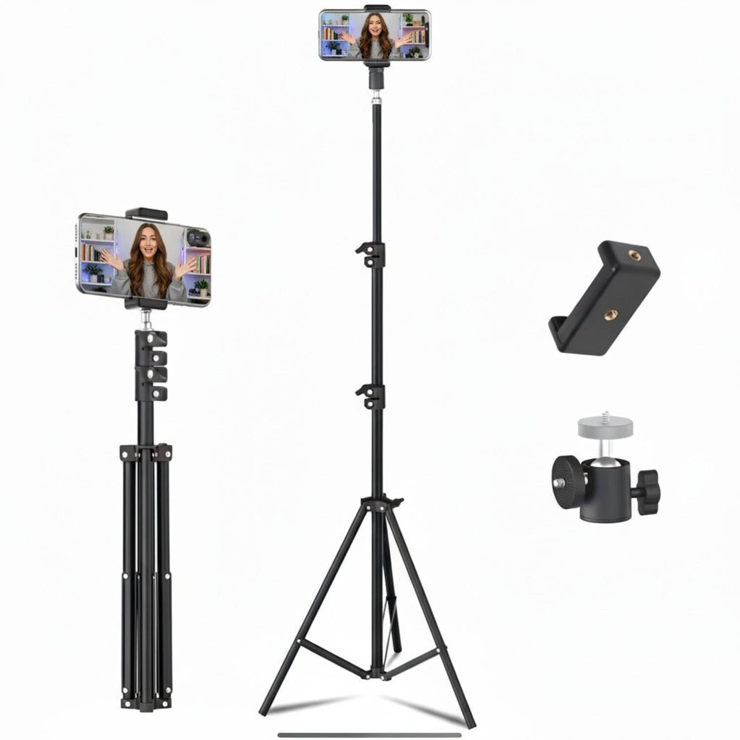 Zoomro Lightweight & Portable 7 Feet | Tripod Stand with Adjustable Clip Holder Tripod