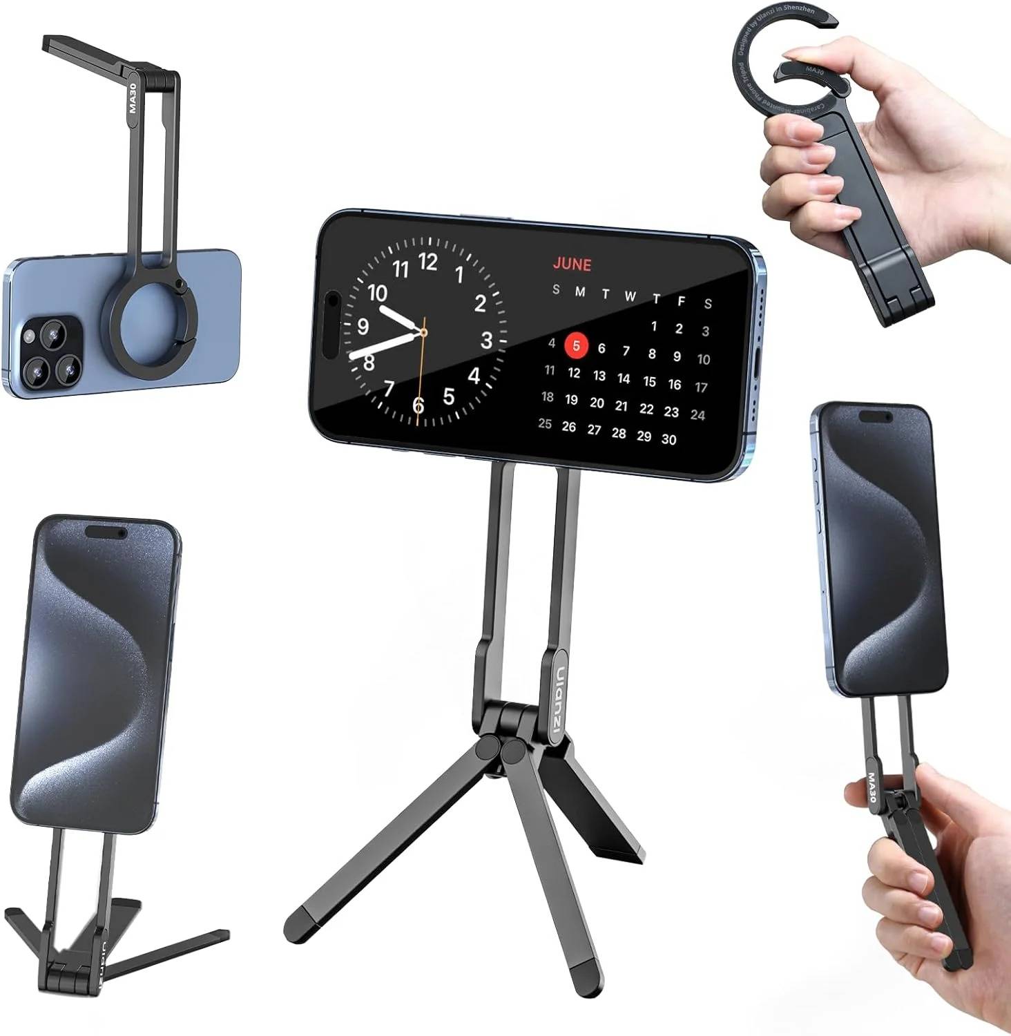 ULANZI MA30 Smart Phone Mini Tripod, MagSafe Compatible, Foldable 360° Selfie Stand Tripod