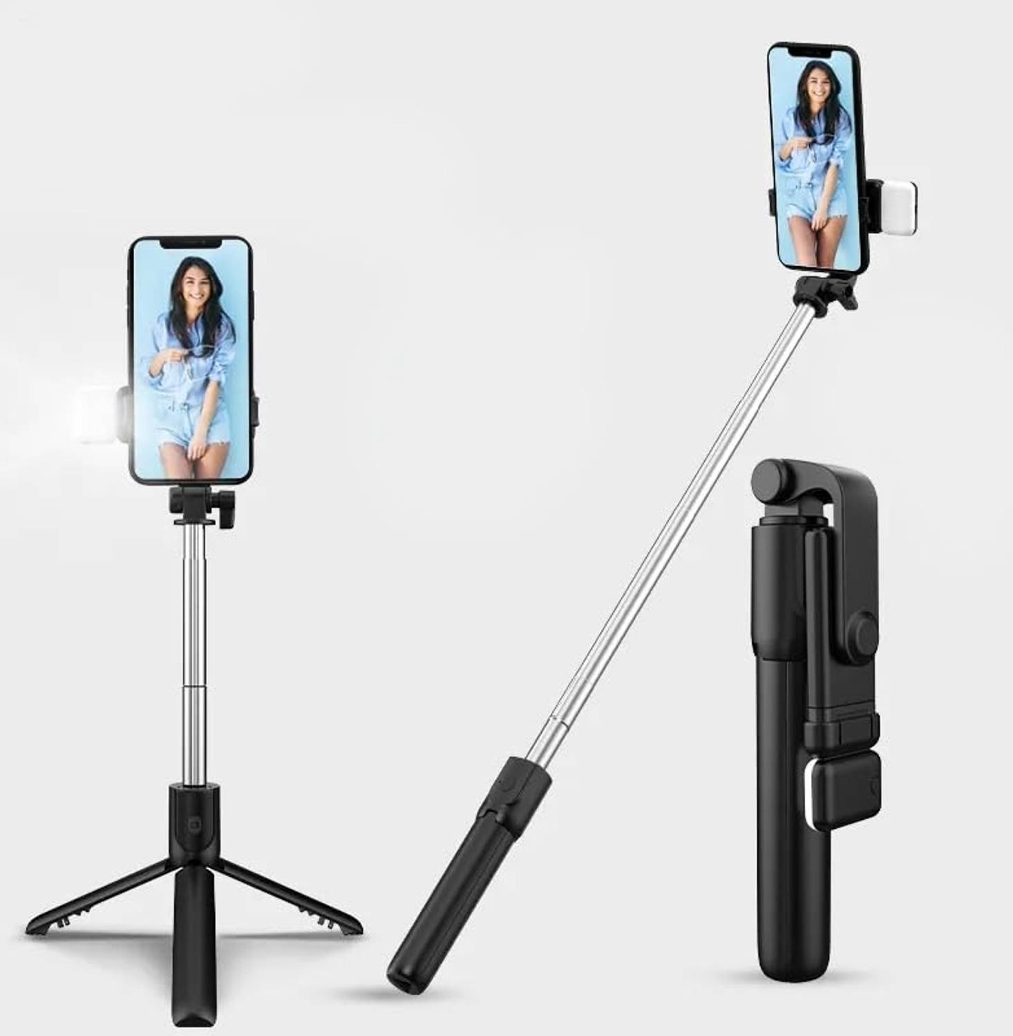 Asathitrader R1S selfie stick Tripod With LED light Bluetooth Remote 74cm 360 degree Tripod Tripod