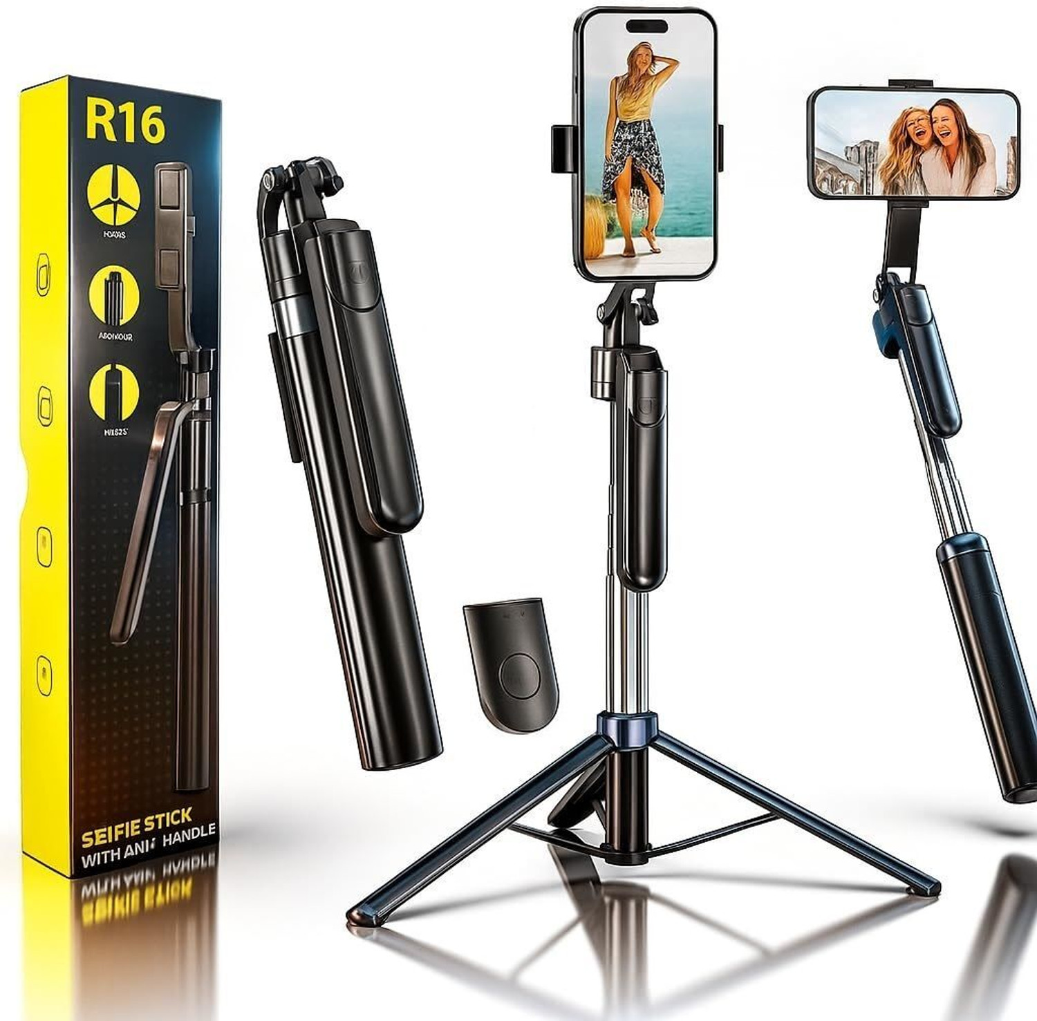 Image of SansyStore R16 170cm Telescopic Selfie Stick Tripod | Strong Grip | Universal Phone Mount Tripod