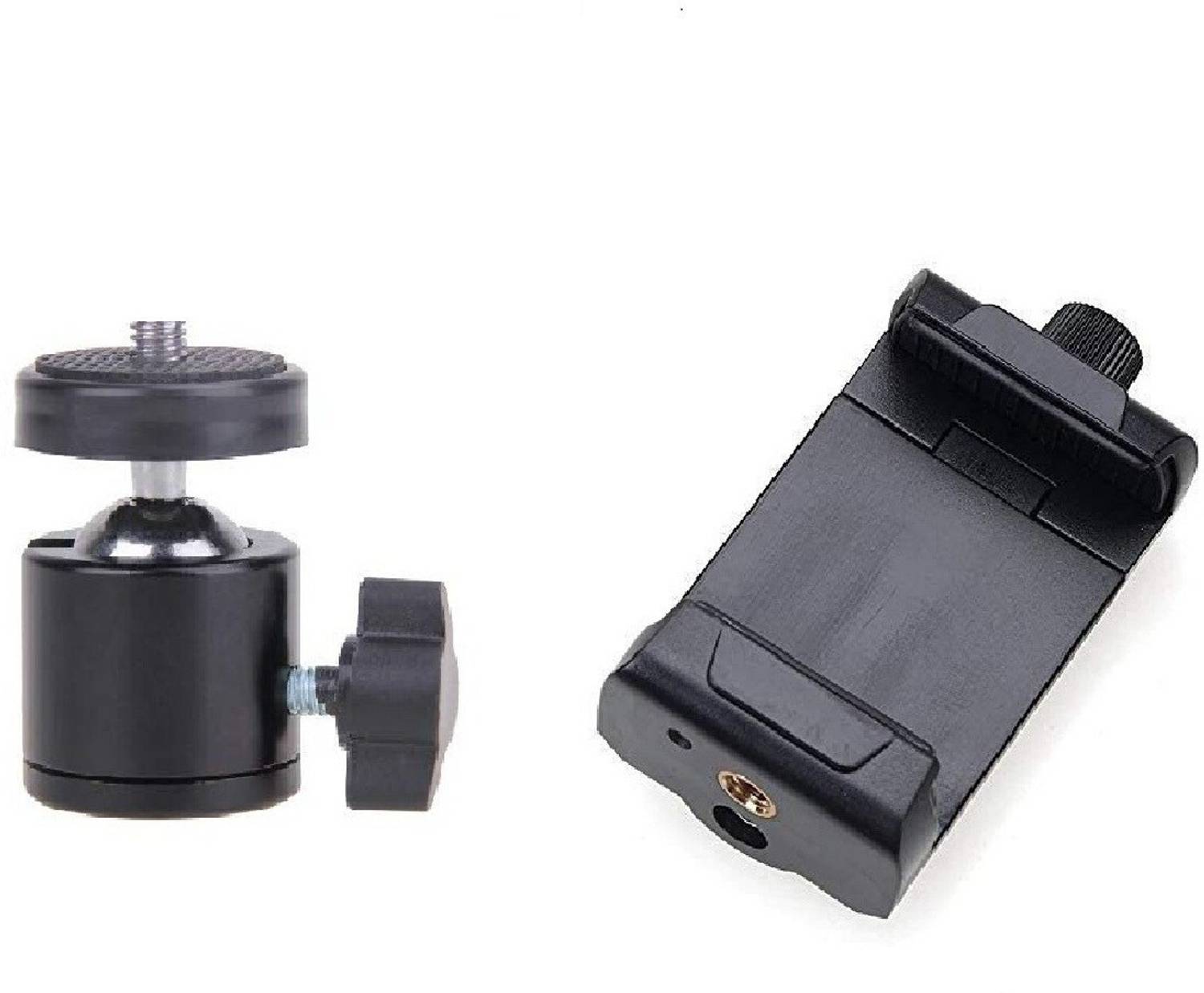 subton Tripod Ball Head with Mobile Holder Mount Adapter|Camera Stand Clip Bracket Screw Lock Mobile Holder with Vertical and Horizontal Mode Video Recording|Compatible with All Mobile Phone, Tripods and Cameras Tripod