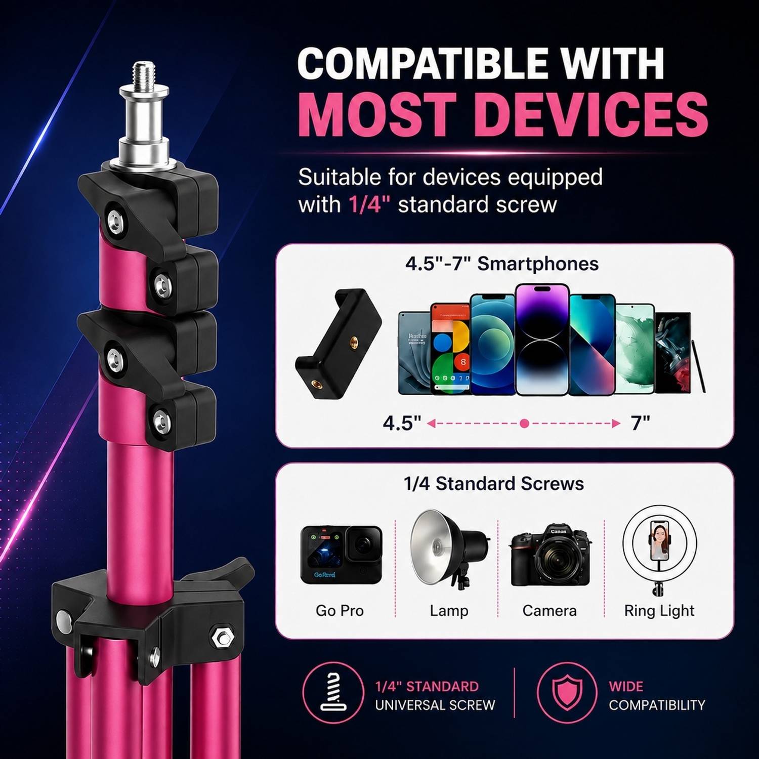 JIEMA 7 Feet Tripod Stand with Clip Holder - Image 5
